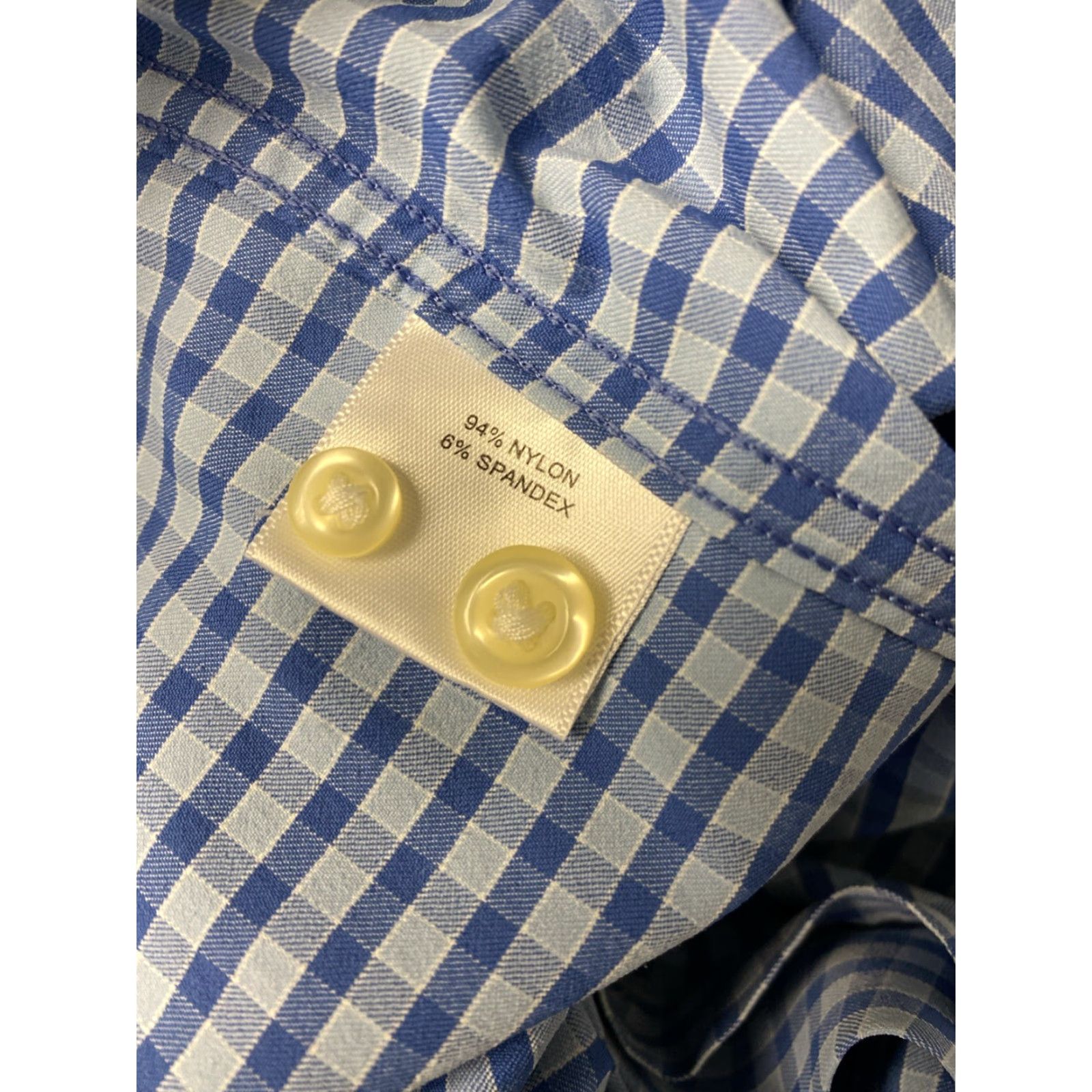 Peter Millar VINTAGE Peter Millar Summer Comfort Performance Button Up Shirt Men Large Long Sleeve Check Blue Nylon Spandex Size US L / EU 52-54 / 3 - 6 Thumbnail