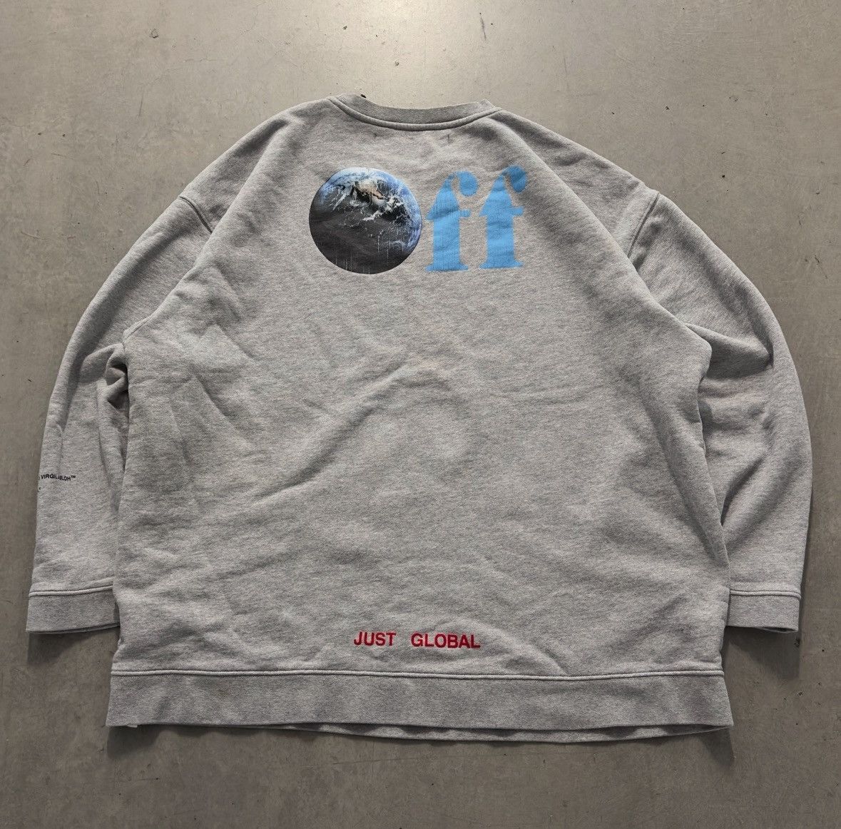 Kith × Off-White Kith x Off White Just Global Gray Crewneck Sweatshirt Size US XXL / EU 58 / 5 - 5 Thumbnail