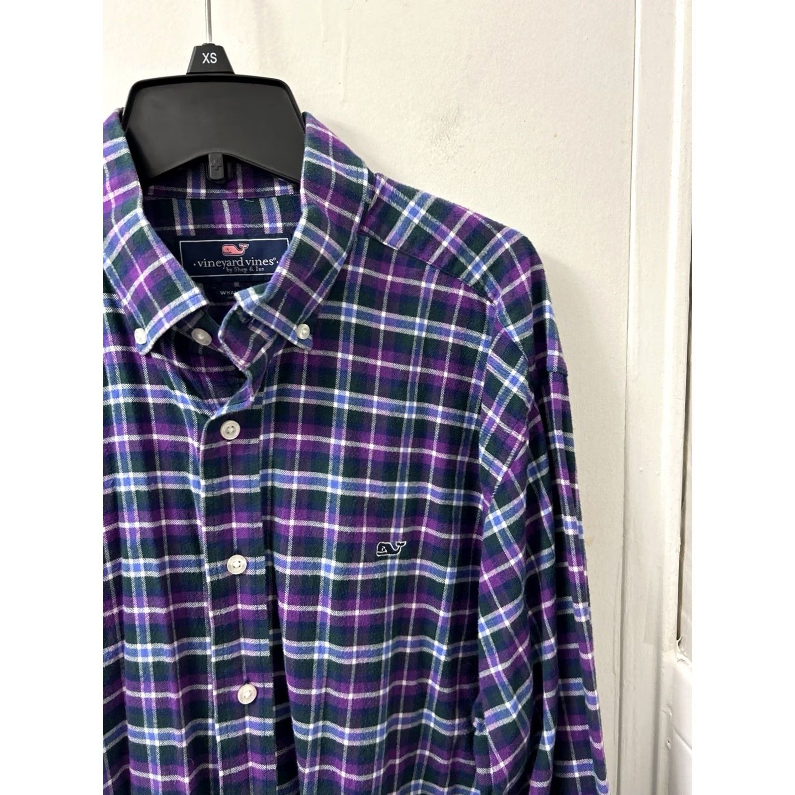 Vineyard Vines Vineyard Vines Whale Shirt Mens L Purple Green Plaid Button-Down L/S Cotton Flannel Pocketed Top Size US L / EU 52-54 / 3 - 4 Thumbnail