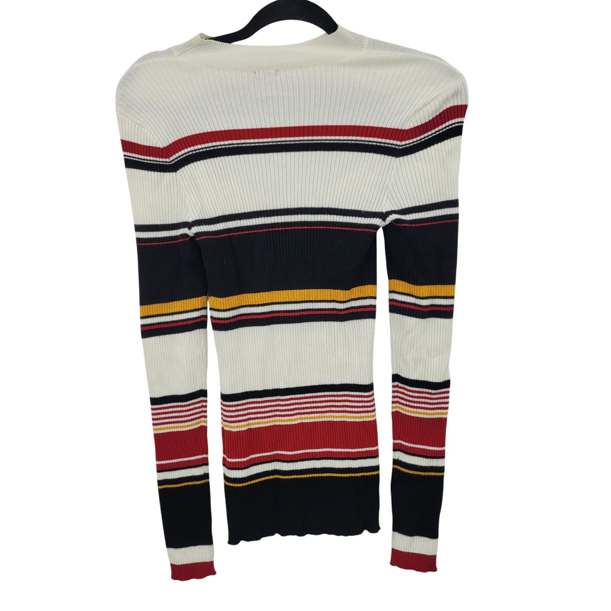 Guess Vtg 90s Guess Womens White Striped Ribbed Knit Sweater Sz M Size M / US 6-8 / IT 42-44 - 2 Thumbnail