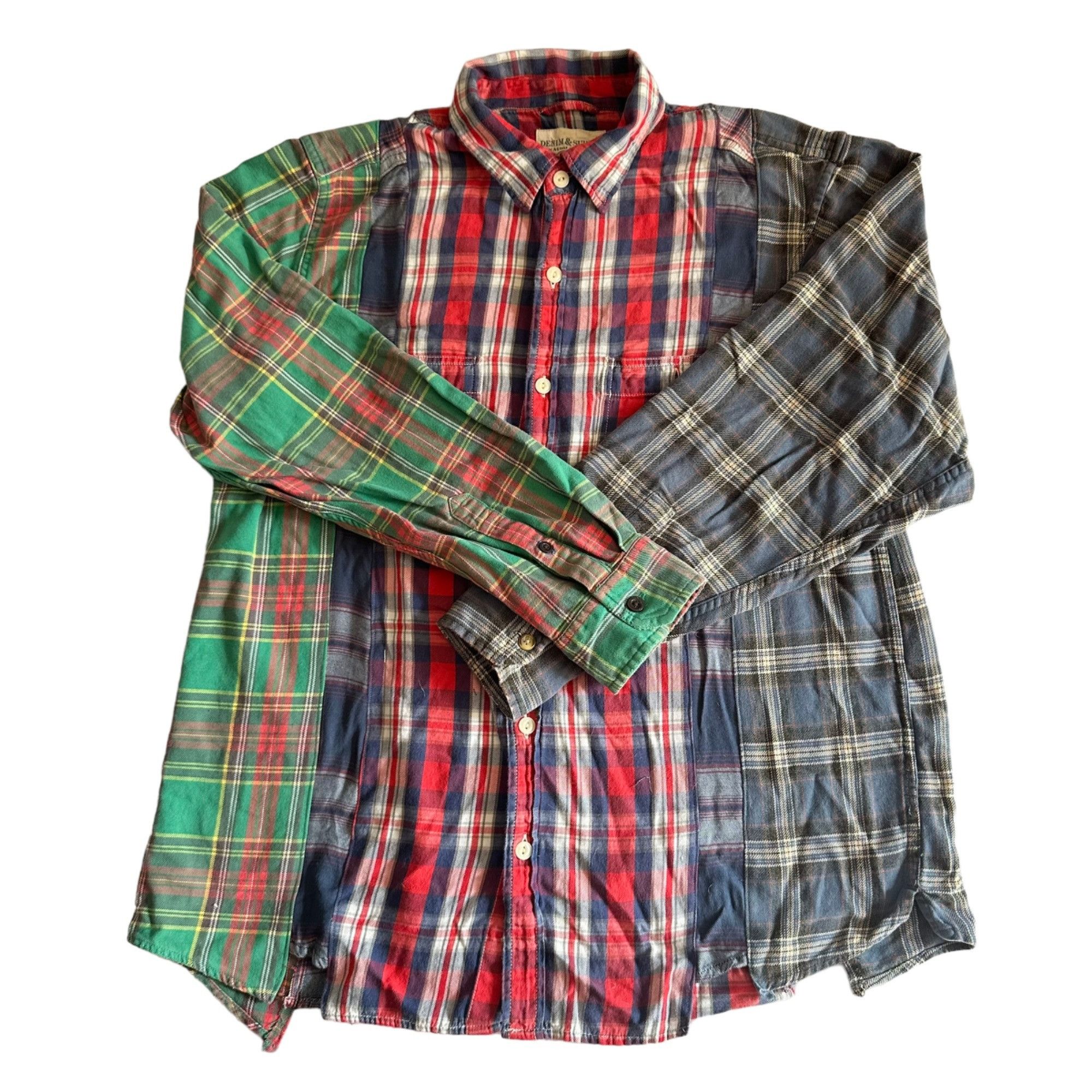 Custom Rebuilt Flannel Shirt OOAK Cotton Plaid One Size Colo