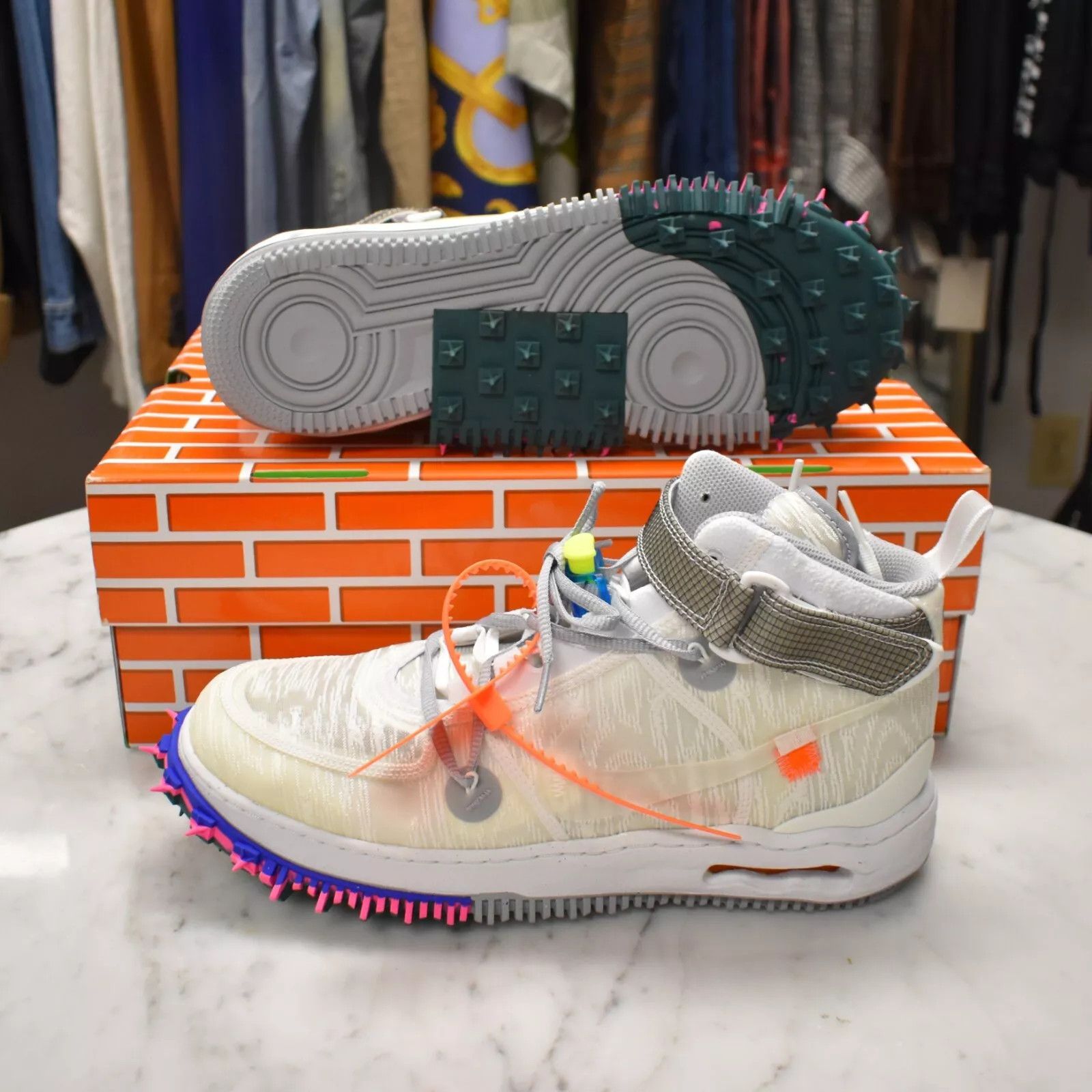 Nike × Off-White Nike Off White Virgil Abloh Air Force 1 Mid Sneakers White Clear Size US 10.5 / EU 43-44 - 1 Thumbnail