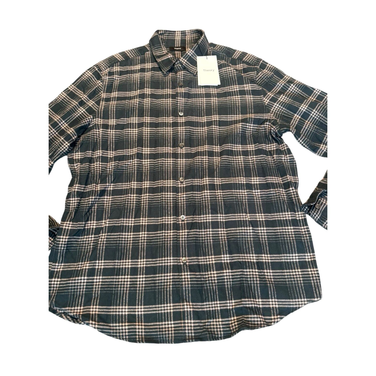 Theory Theory Button-Down Shirt Mens XL Twill Flannel Charcoal Dusty Orchid Size US XL / EU 56 / 4 - 2 Thumbnail