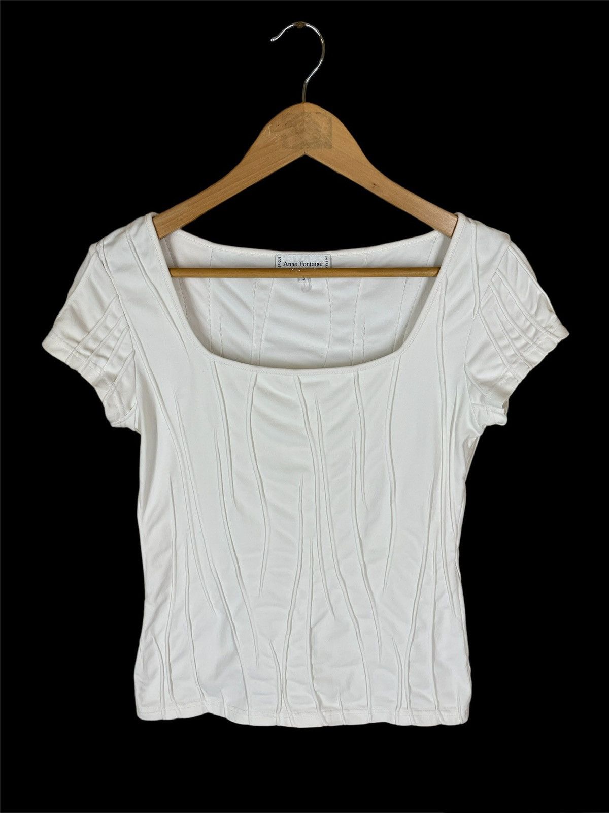 Designer ANNE FONTAINE PARIS Made in FRANCE Stretch Short Sleeve Top White T-Shirt Size M / US 6-8 / IT 42-44 - 8 Thumbnail