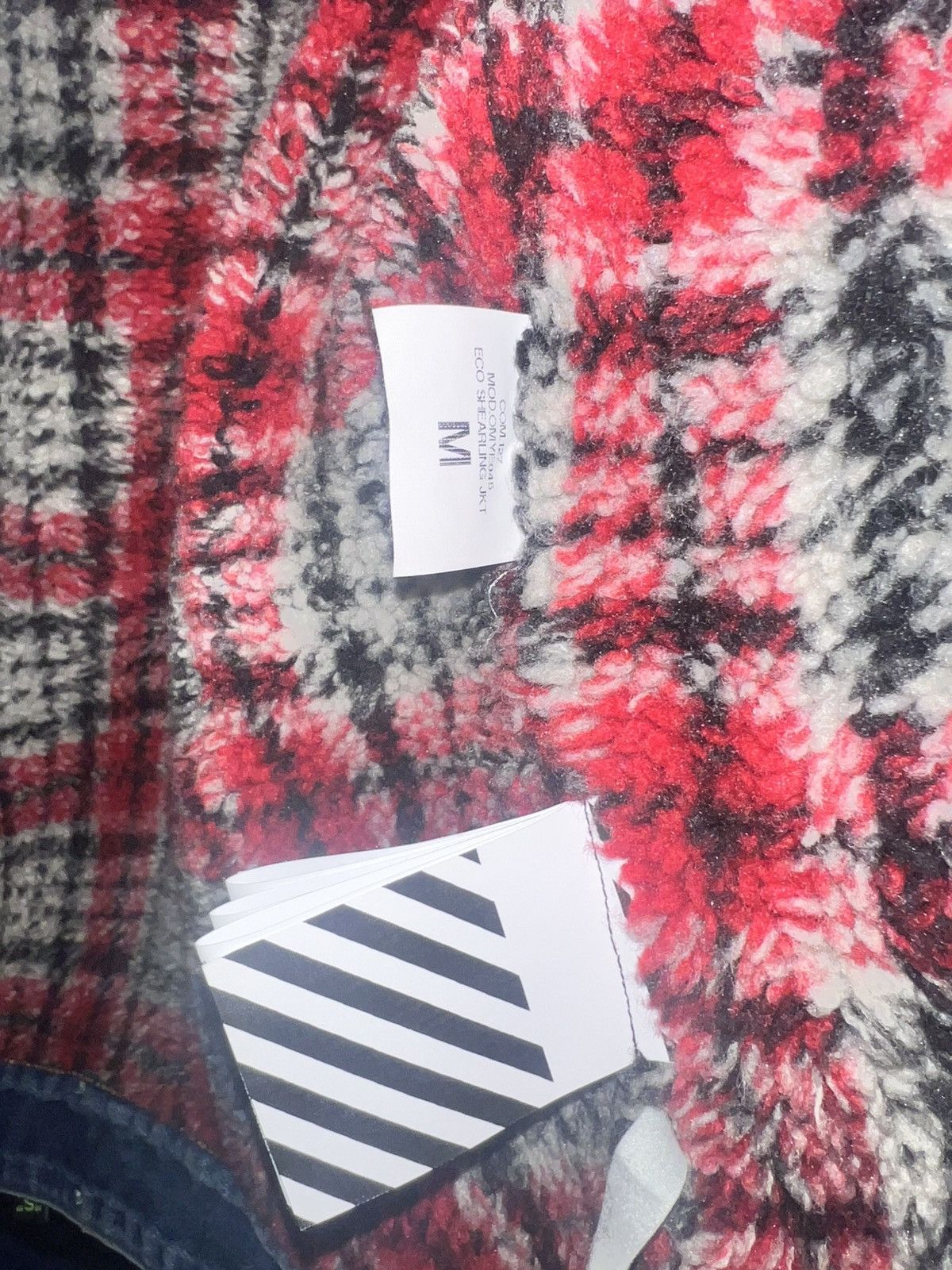 Off-White OFF-WHITE MEN'S DIRTY JEAN JACKET W/ PLAID FAUX SHEARLING Size US S / EU 44-46 / 1 - 6 Thumbnail
