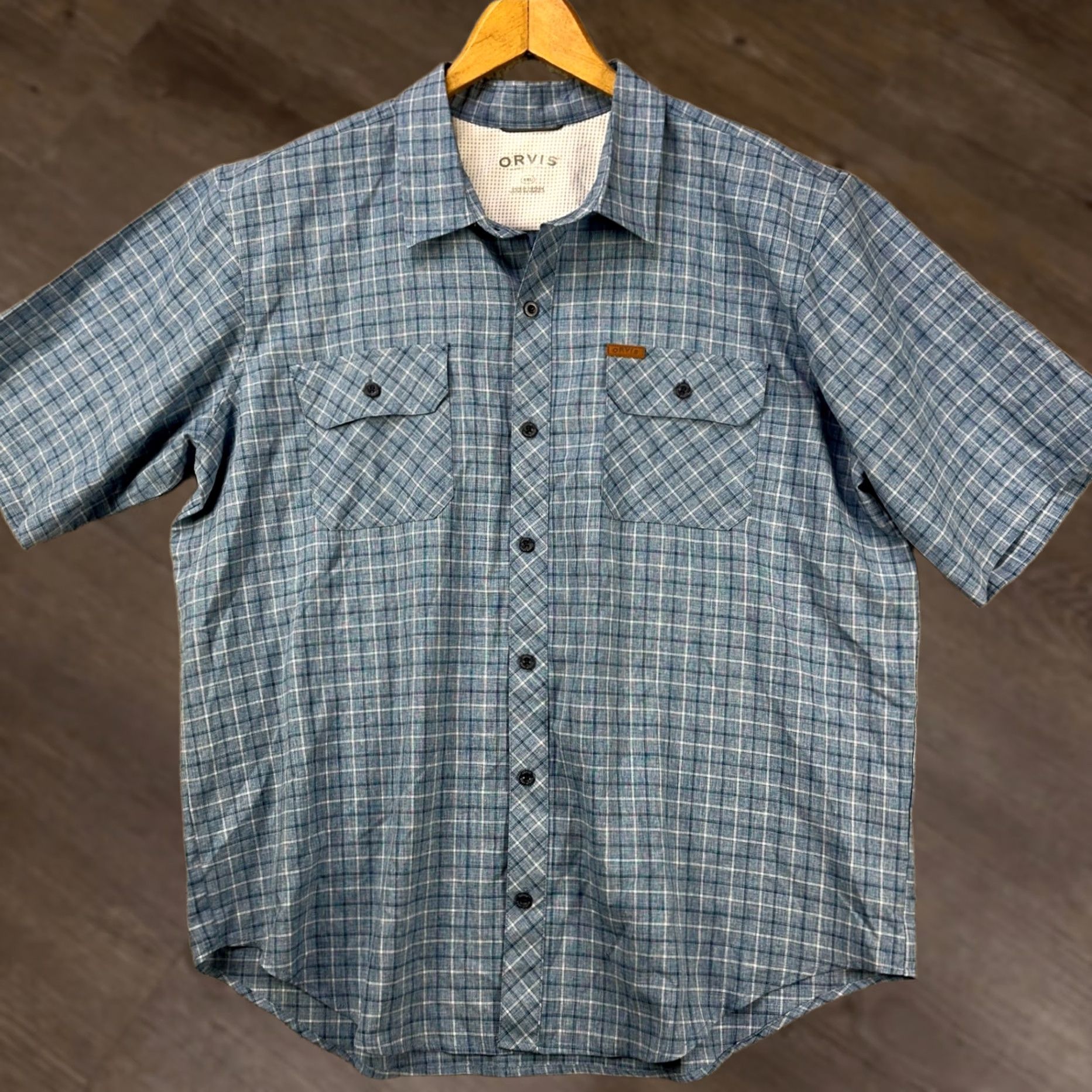 Orvis Orvis Shirt Button Up Men 2XL Blue Plaid Short Sleeve Flap Pocket Classic Casual Size US XXL / EU 58 / 5 - 1 Thumbnail