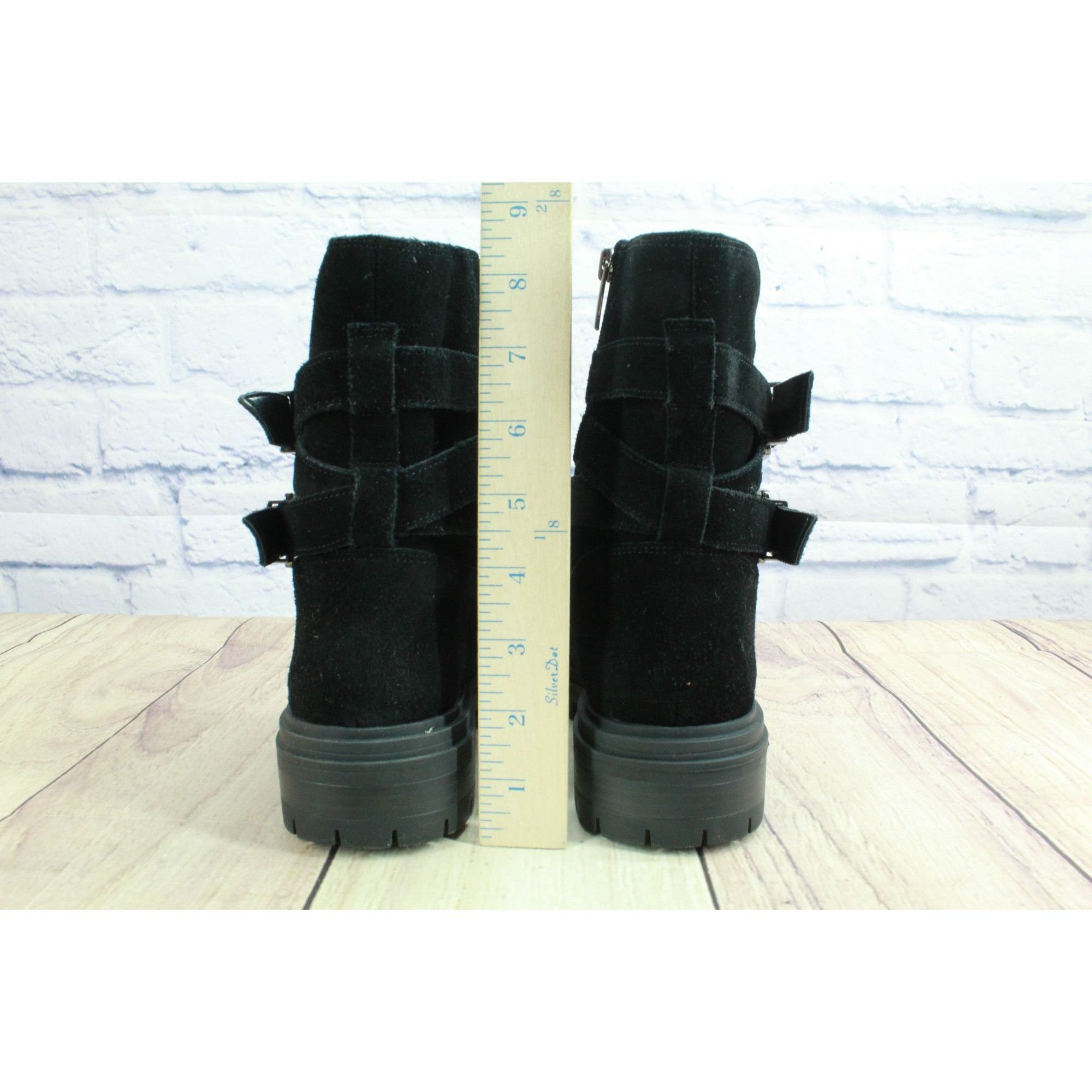 Leather × Vince Camuto Vince Camuto Belisha Women's Suede Zip Buckled Combat Boots Size US 7 / IT 37 - 6 Thumbnail