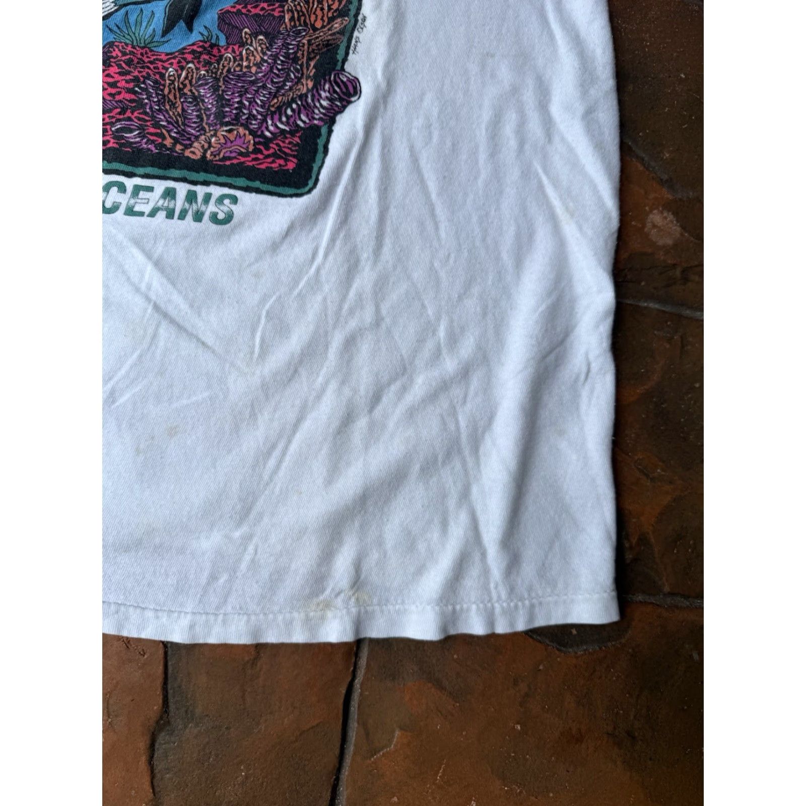 Vintage VINTAGE 90s Protect Our Ocean Fish Key West T-Shirt XL White Cotton Regular Men Solar-T Logo Short Sleeve Crew Neck 80s Theme Size US XL / EU 56 / 4 - 7 Thumbnail