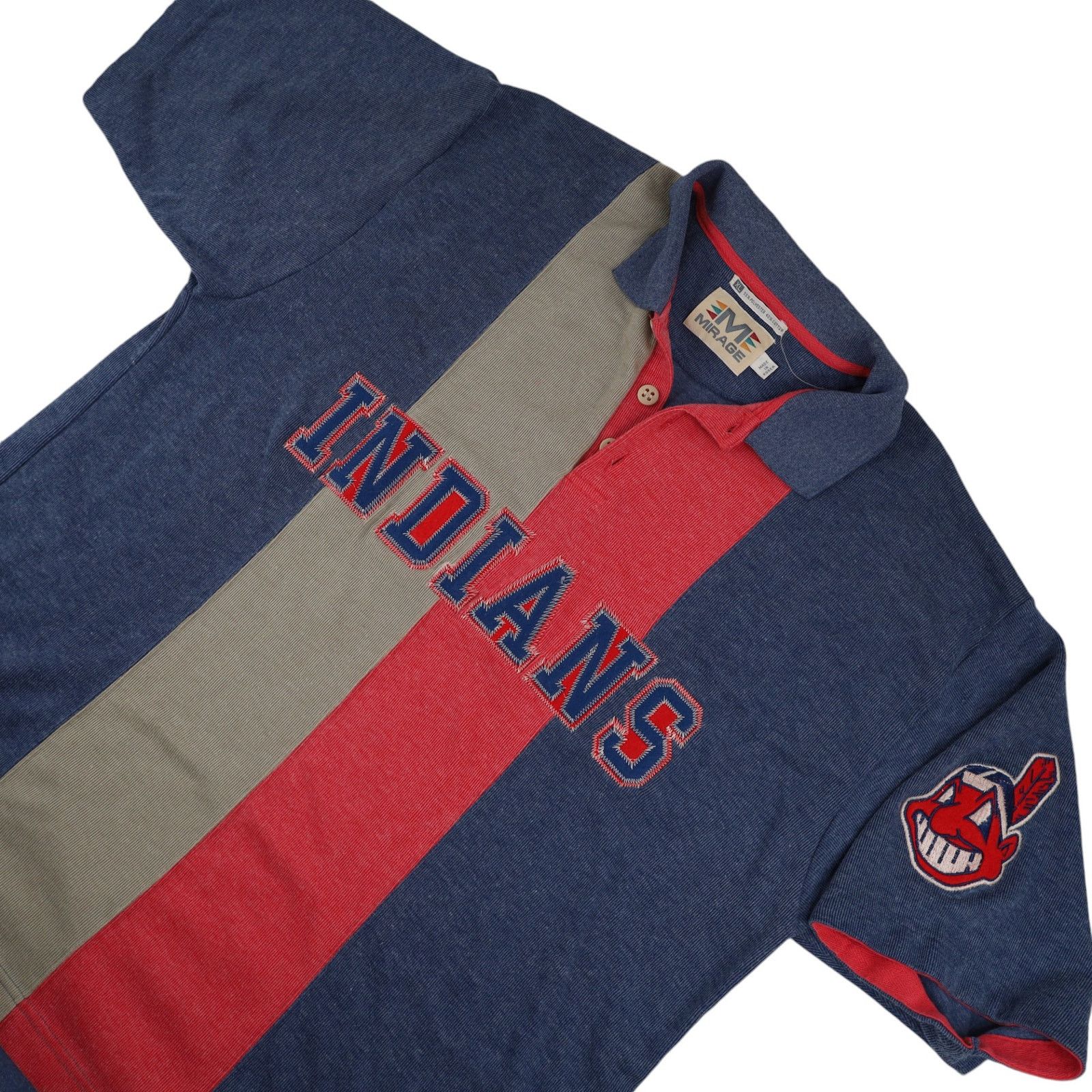 MLB × Vintage Vintage 90s MLB Mirage Cleveland Indians Spellout Polo Size US XL / EU 56 / 4 - 2 Thumbnail