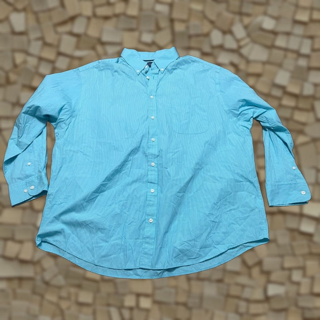 Roundtree & Yorke Roundtree & Yorke Shirt, Men's 2XB, Blue White, Button Up, Long Sleeve, Solid Size US XXL / EU 58 / 5 - 1 Thumbnail