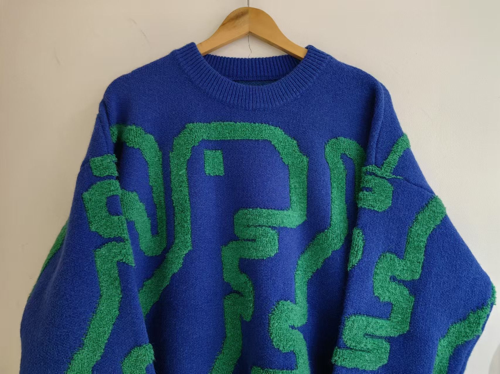 Japanese Brand Blue casual retro dinosaur embroidery knitted sweater y2k Size US L / EU 52-54 / 3 - 2 Thumbnail