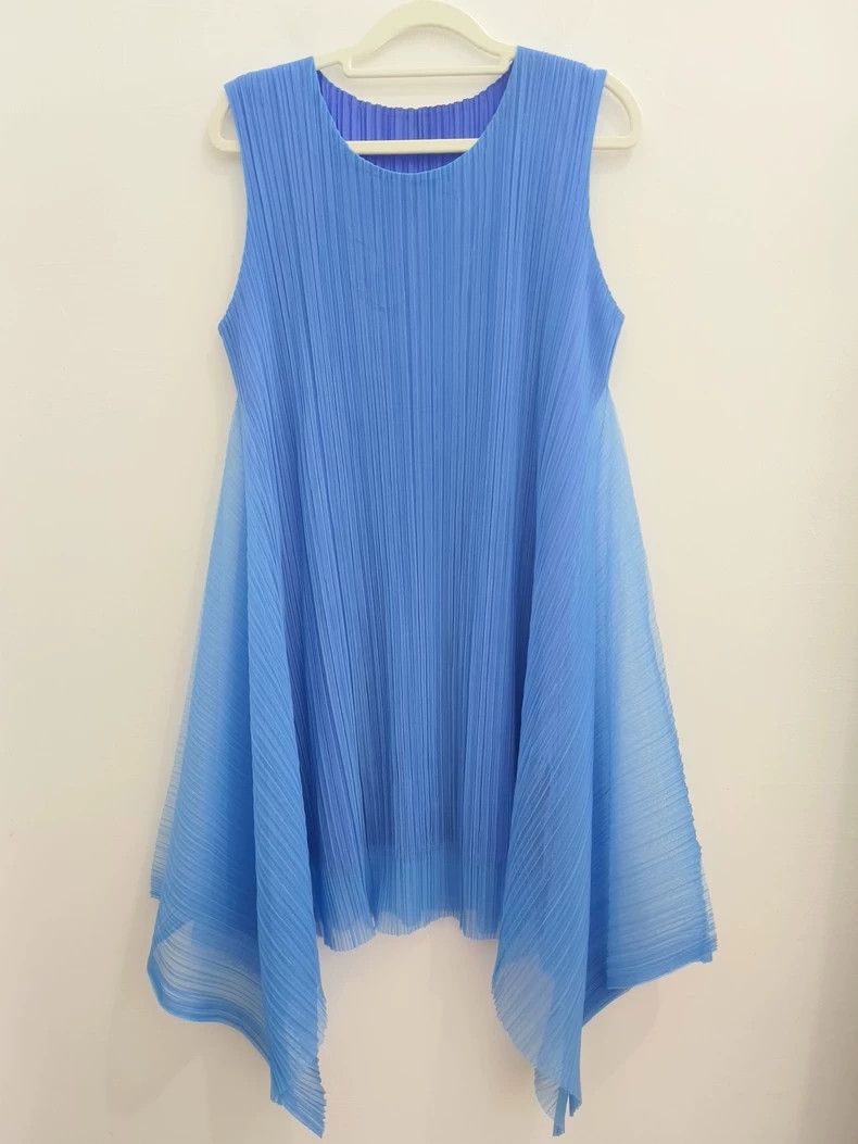 Issey Miyake Issey Miyake size:3 Blue chiffon dress Size XS / US 0-2 / IT 36-38 - 1 Thumbnail