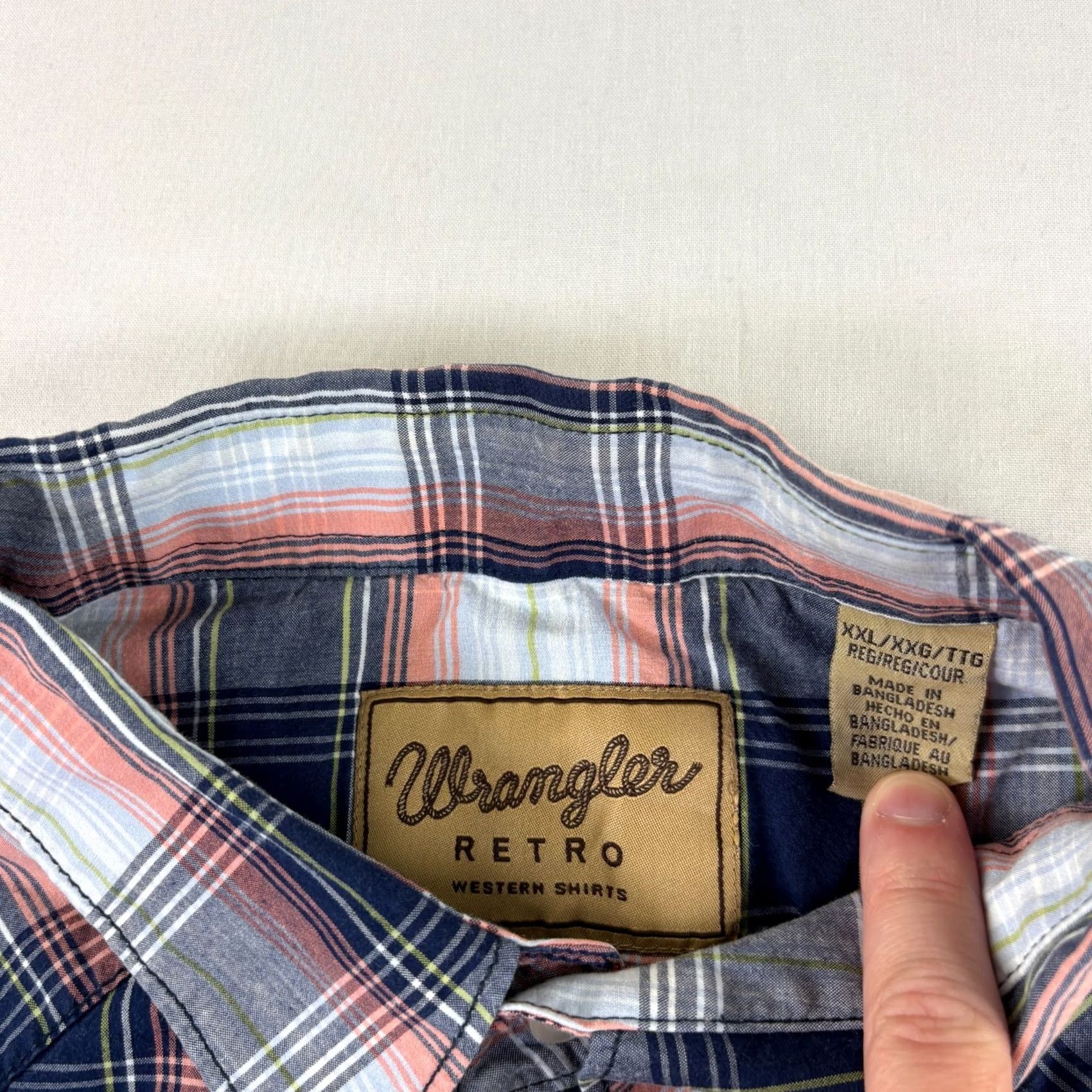 Wrangler Wrangler Shirt Mens 2XL Blue Plaid Pearl Snap Up Western Rodeo Cowboy Size US XXL / EU 58 / 5 - 4 Thumbnail