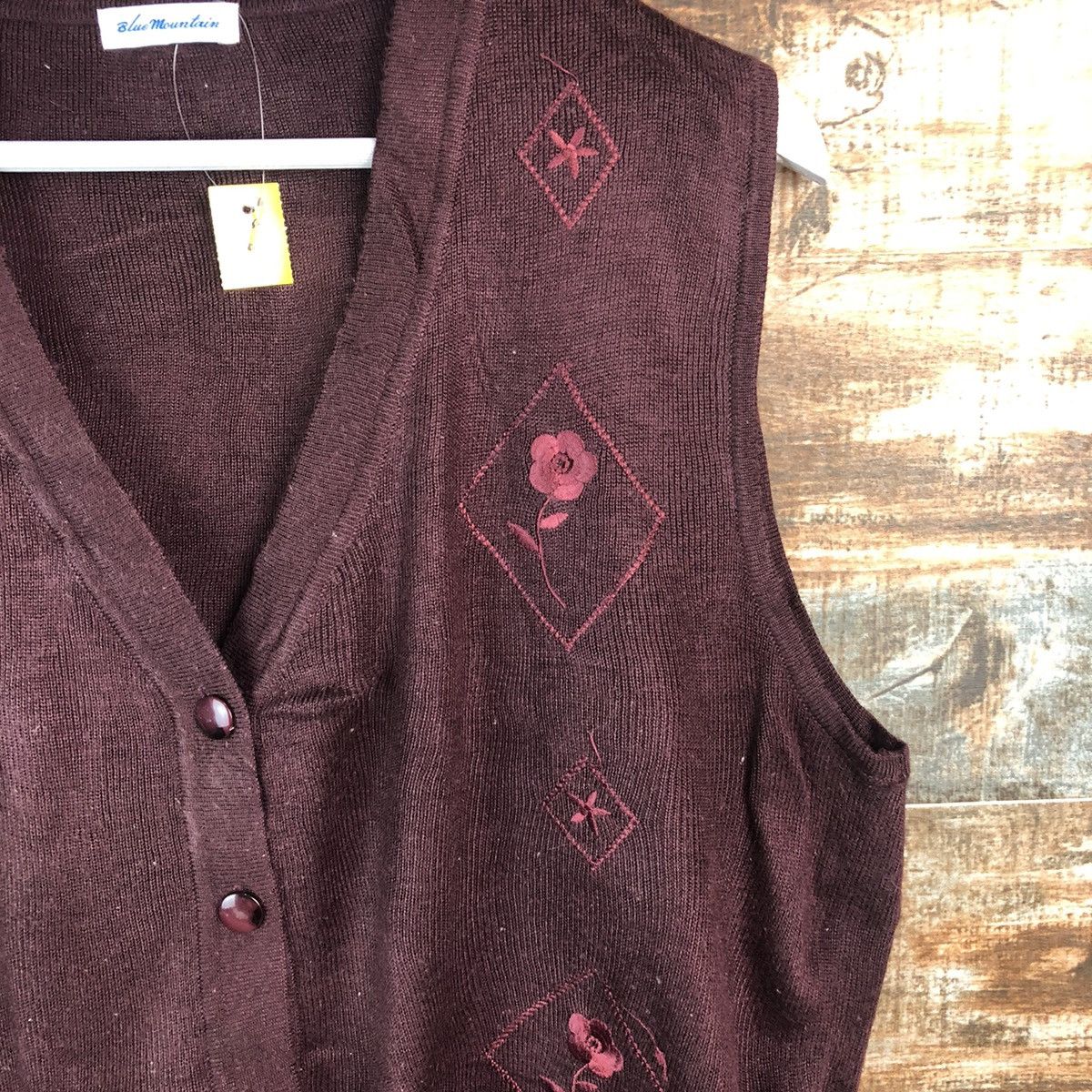 Homespun Knitwear × Japanese Brand Blue Motion Maroon vintage Vest Knitwear #A1310 Size M / US 6-8 / IT 42-44 - 9 Thumbnail