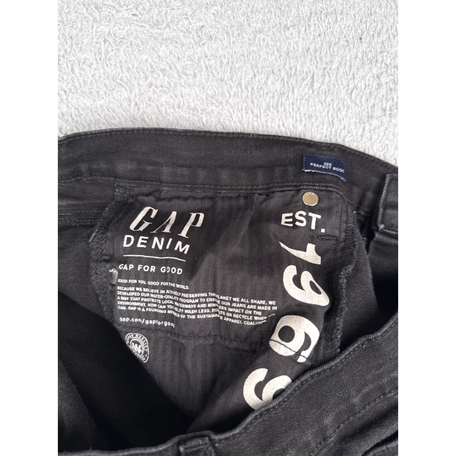 Gap VINTAGE Gap Womens Jeans Bootcut 32x25 Black Denim Mid Rise Cotton Spandex Classic 90s Girls Size 24" / US 00 / IT 34 - 7 Thumbnail