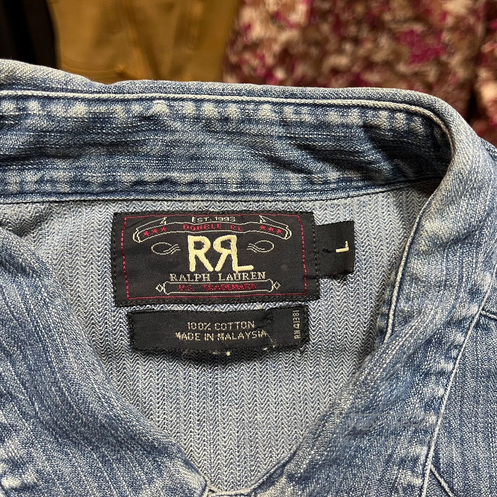 RRL Ralph Lauren RRL Western Indigo Dyed Shirt. Size US L / EU 52-54 / 3 - 3 Thumbnail
