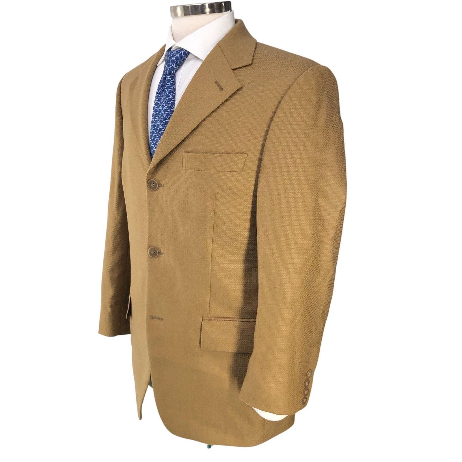 Daniel Hechter Daniel Hechter Blazer 40R Camel Wool Sport Coat Three Button Size 40R - 6 Thumbnail