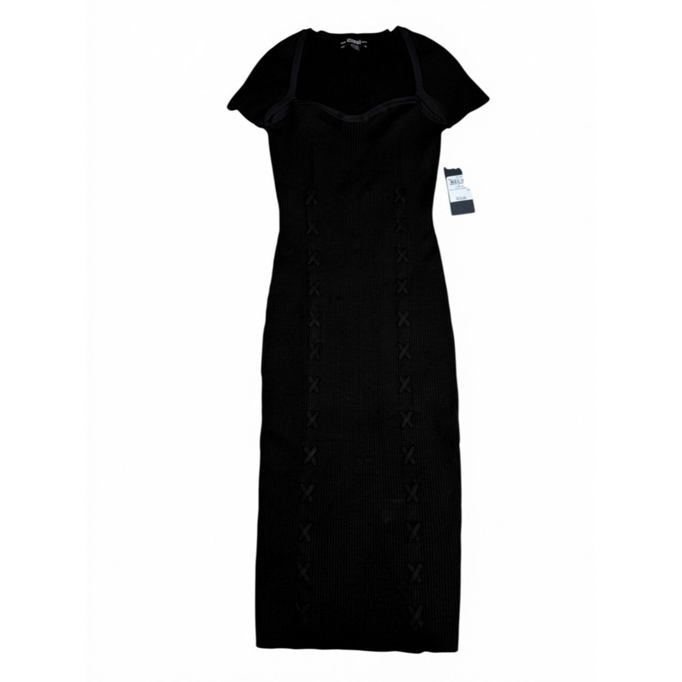 Guess NWT New GUESS Margot Cap Sleeve Ribbed Knit Midi Black Dres Size S / US 4 / IT 40 - 4 Thumbnail