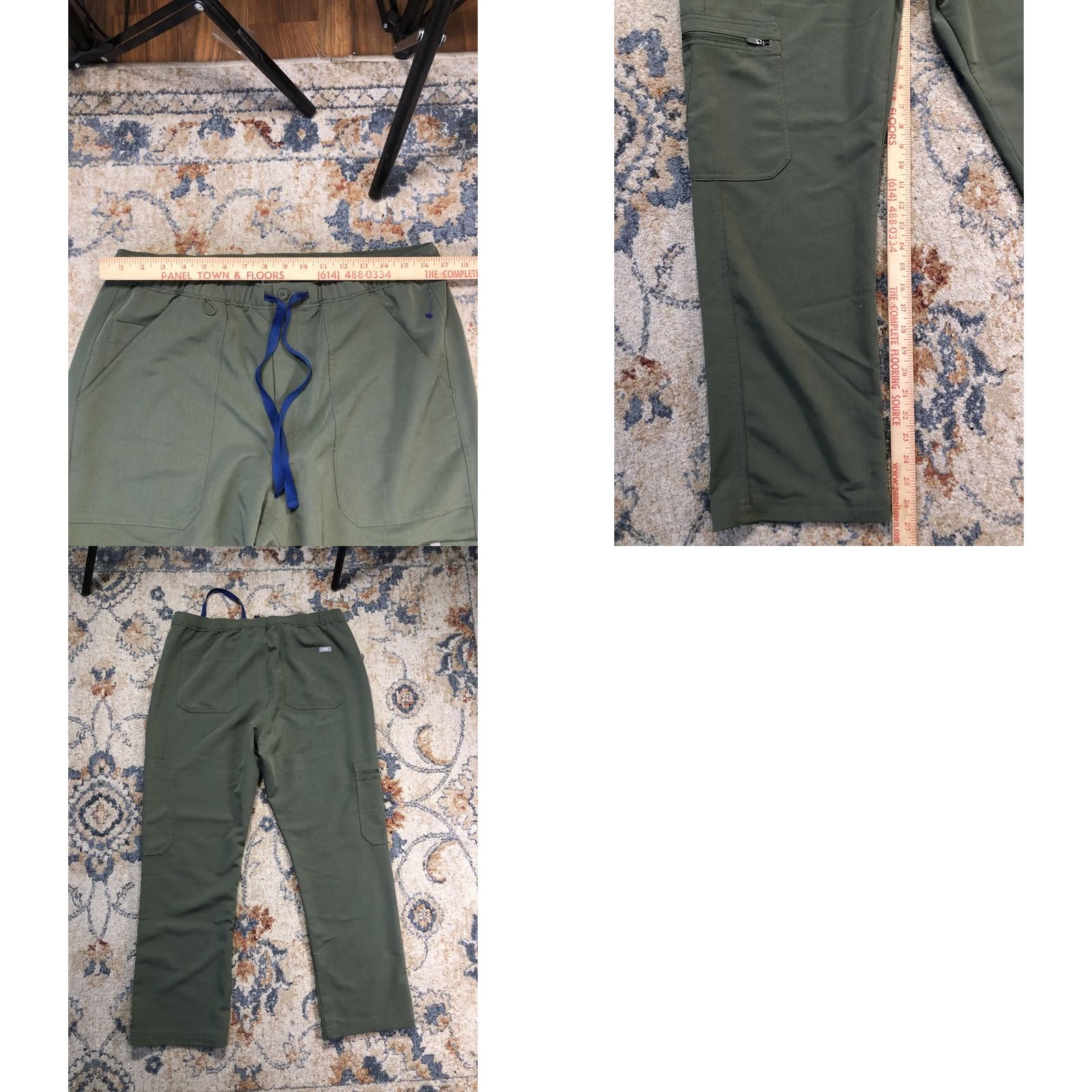 Vintage FIGS Cairo Pants Mens 37x29 Green Technical Collection Cargo Scrub Elastic Waist Size US 33 - 8 Thumbnail