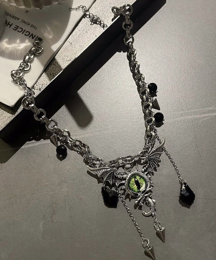 Japanese Brand × Jewelry Retro streetwear punk evil eye rivet spike chain necklace Size ONE SIZE - 6 Thumbnail