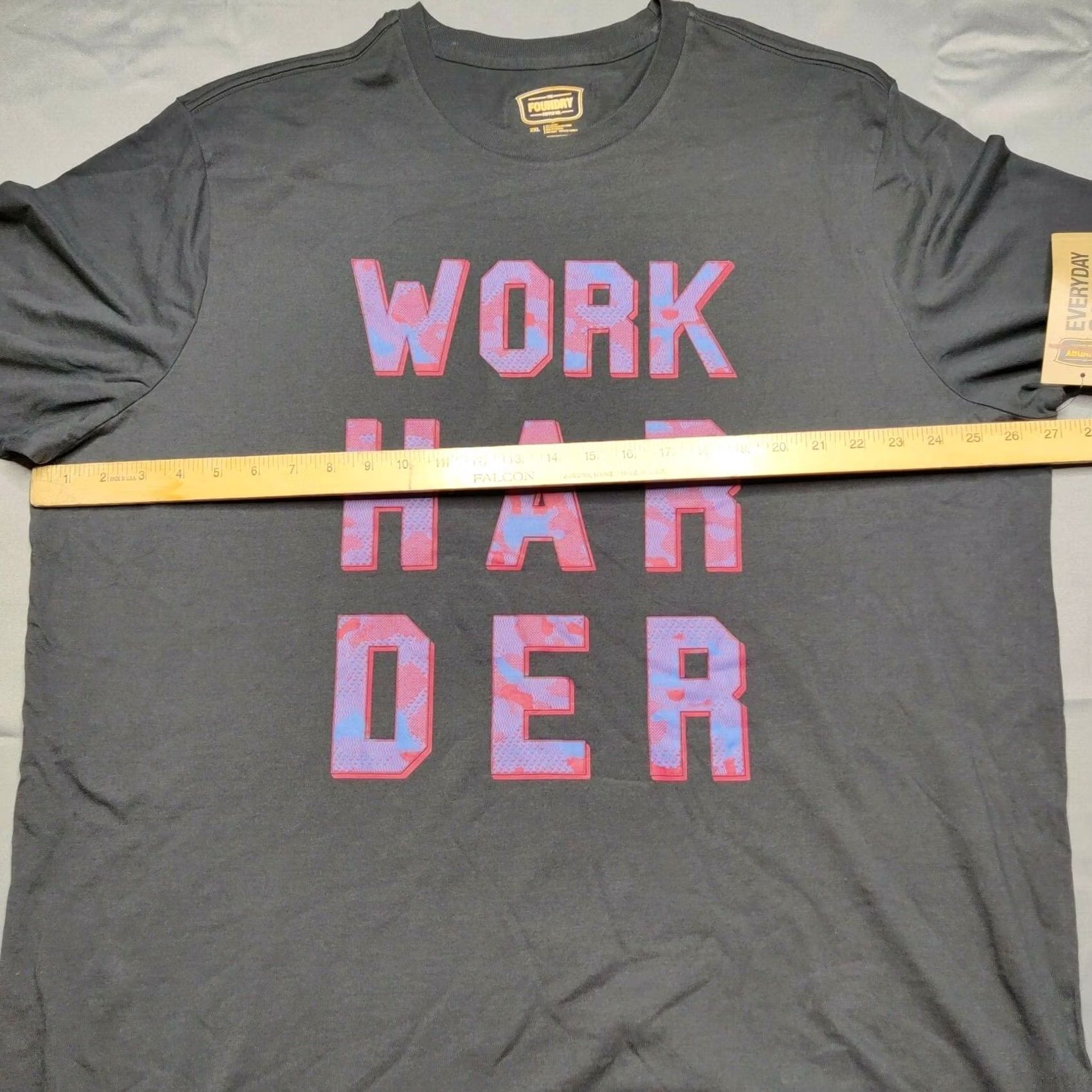 Vintage Foundry Men Big 2XL WORK HARDER Black Graphic T-Shirt NEW Size US XXL / EU 58 / 5 - 7 Thumbnail
