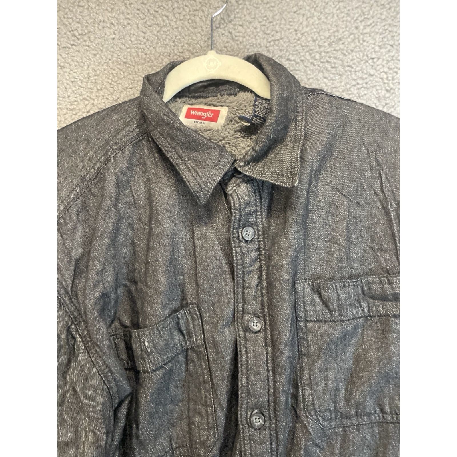 Wrangler Wrangler Denim Padded Jacket Overshirt Men's Large Black Outdoor Workwear Jacket Size US L / EU 52-54 / 3 - 2 Thumbnail