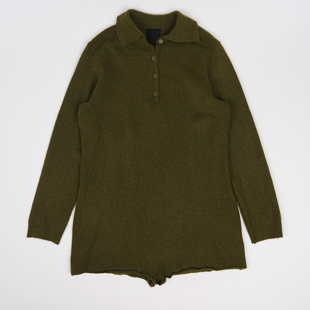 image of Rundholz Wool Body Sweater Top Bodysuit Black Label Dress in Dark Khaki Green, Women's (Size Large)