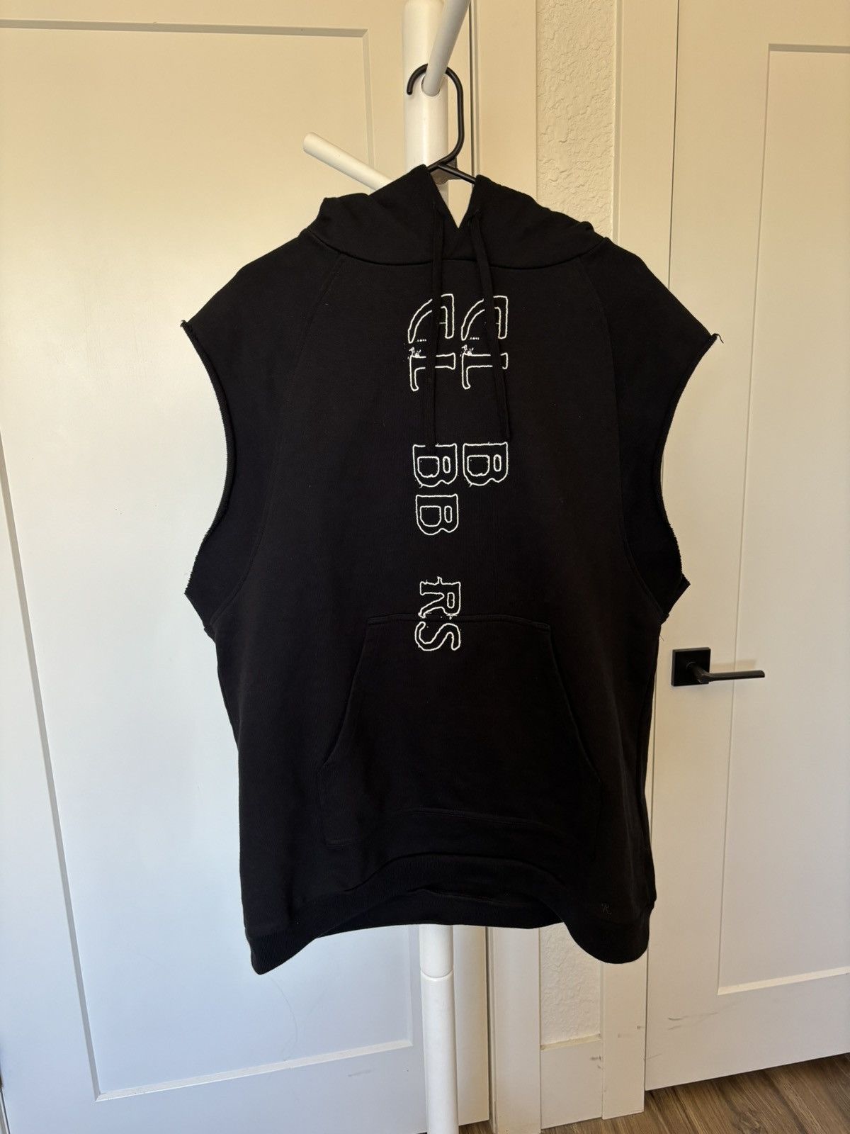 image of Raf Simons Clubbers Sleeveless Black Hoodie Size Xs, Men's