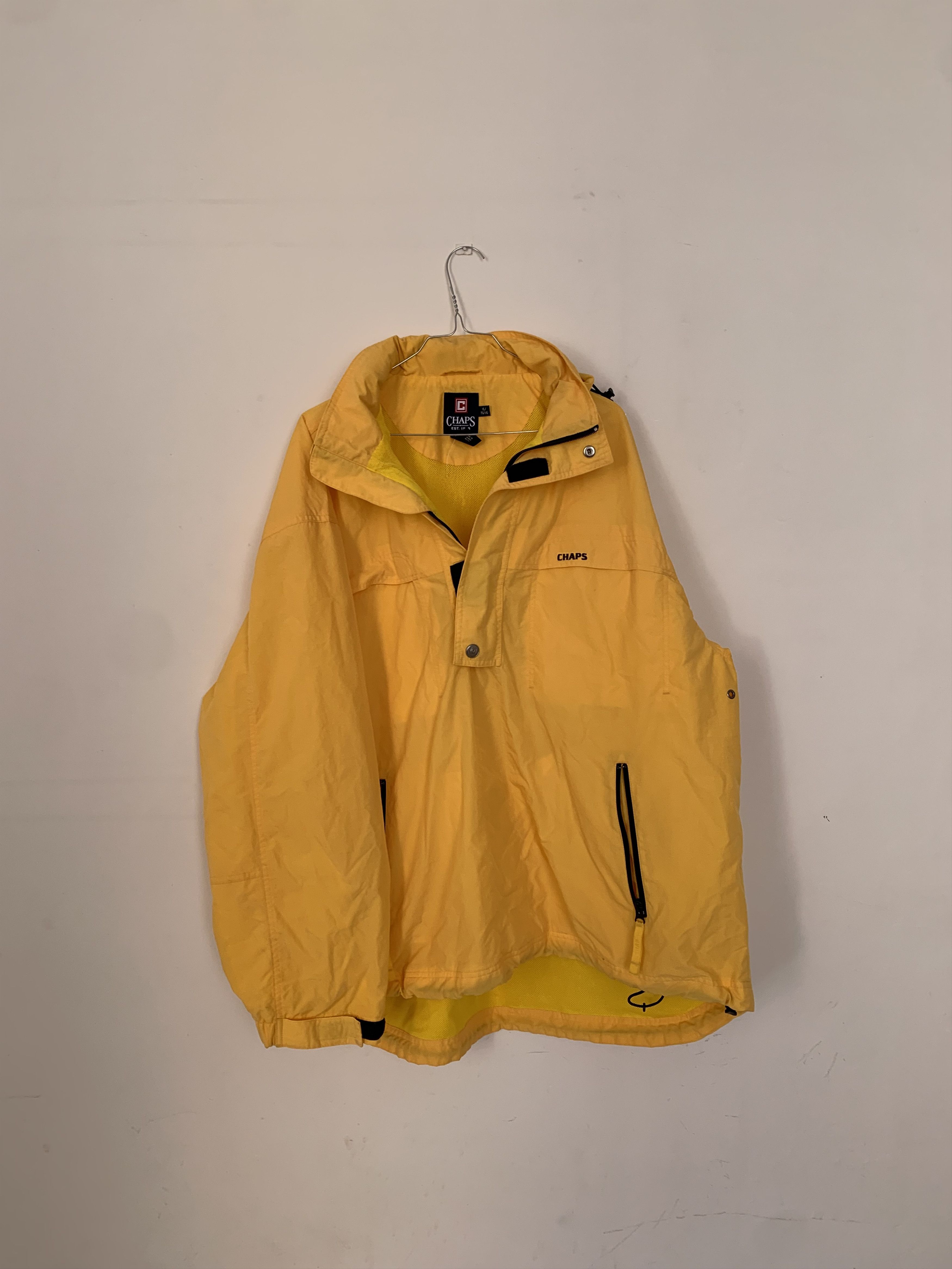Chaps Chaps Yellow Pullover Anorak Rain Jacket with Hidden Hood | Grailed