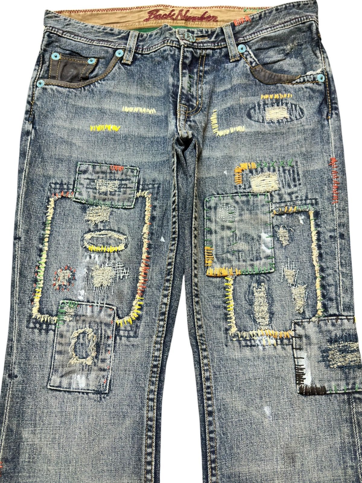 Number (N)ine Vintage Back Number Flare Bootcut Patchwork Grunge Denim Size US 31 - 2 Thumbnail