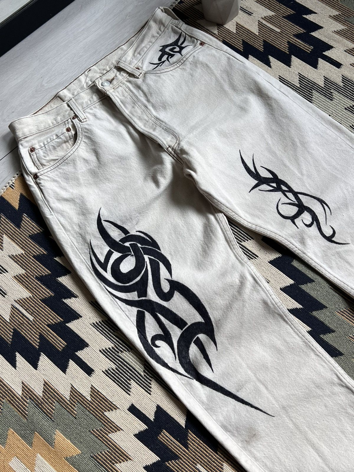 Levi's Vintage U.S.A Levi’s Custom Handmade Tribal Jeans Size US 32 / EU 48 - 6 Thumbnail