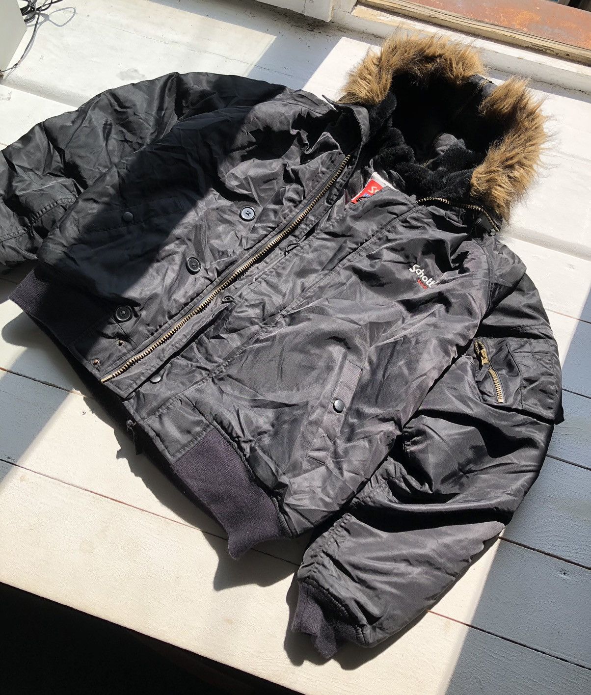 Alpha Industries × Avirex × Schott 80s Schott NYC Fur Fuzzy Hood 