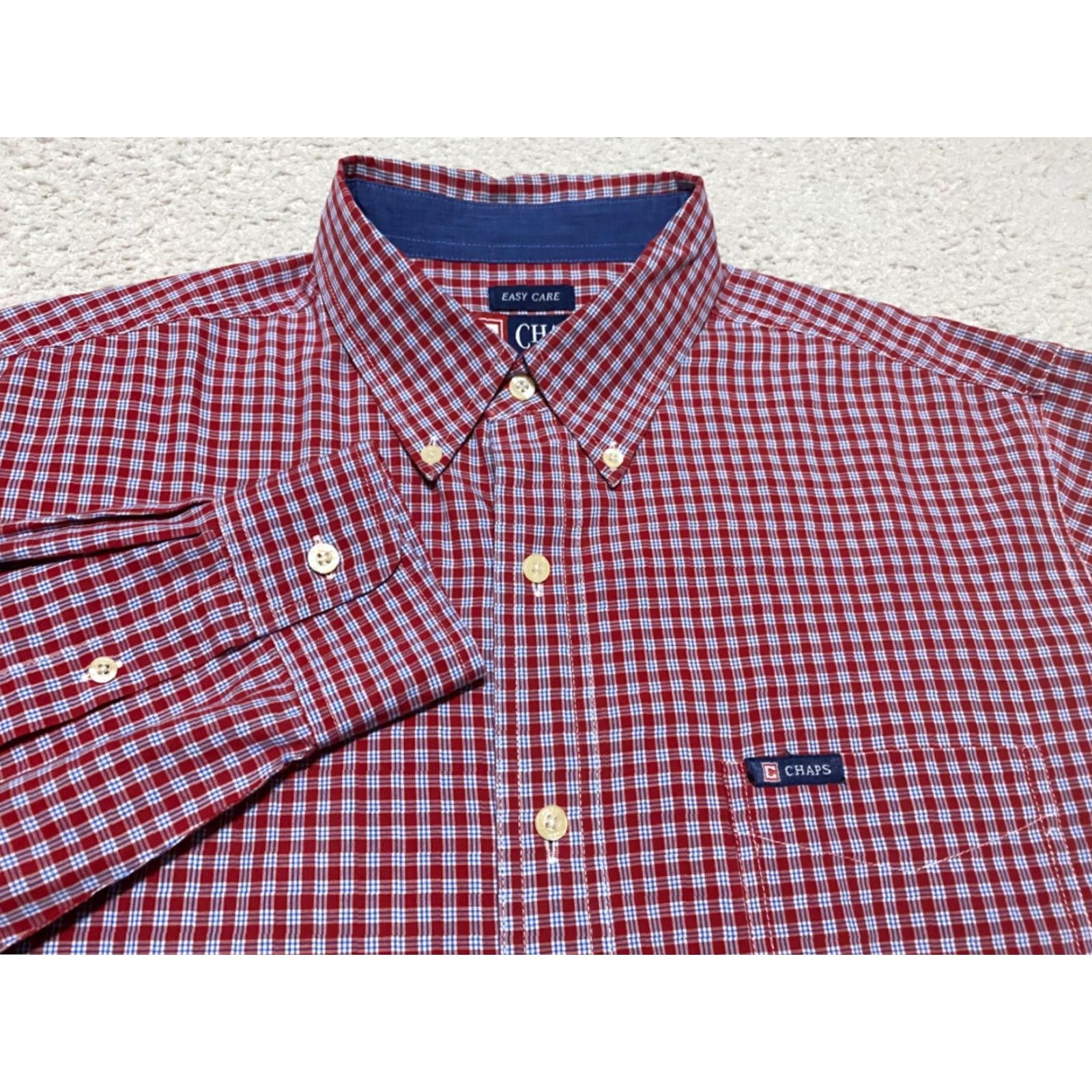 Chaps Ralph Lauren Chaps Mens Large Shirt Red Plaid Check Long Sleeve Button-Down Size US L / EU 52-54 / 3 - 2 Thumbnail