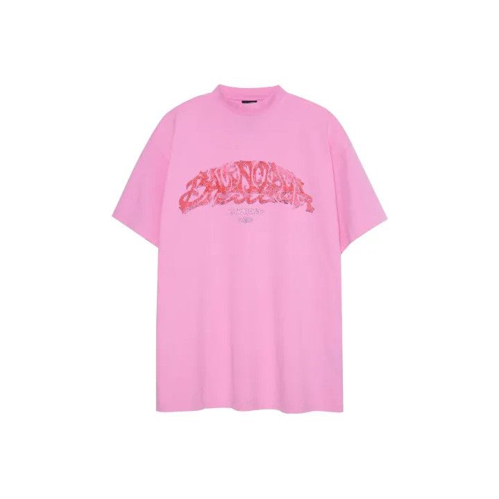 Balenciaga SS23 Printed Pink Oversized T-Shirt