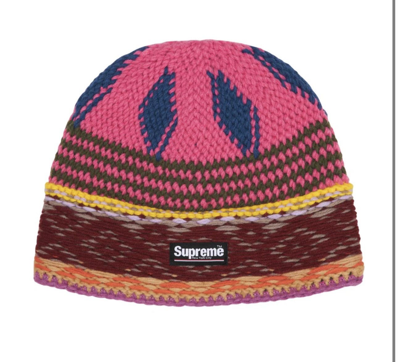 ‼️MUZIK❗️SUPREME Diamond Beanie カーキとピンク Supreme Supreme Diamond beanie pink multi | Grailed