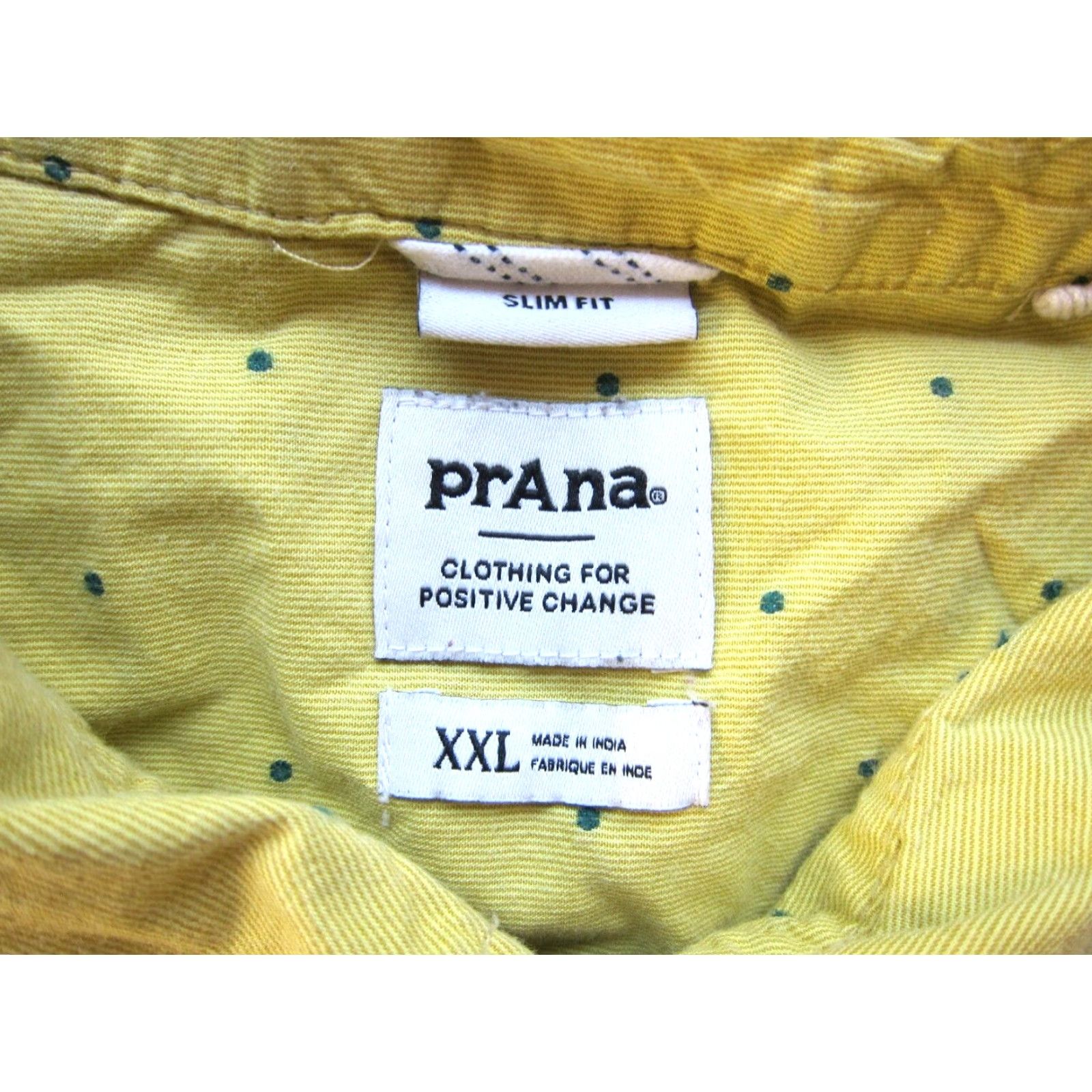 Prana prAna 100% Cotton Yellow Green Polka Dot Short Sleeve Slim Fit Shirt Men XXL Size US XXL / EU 58 / 5 - 3 Thumbnail