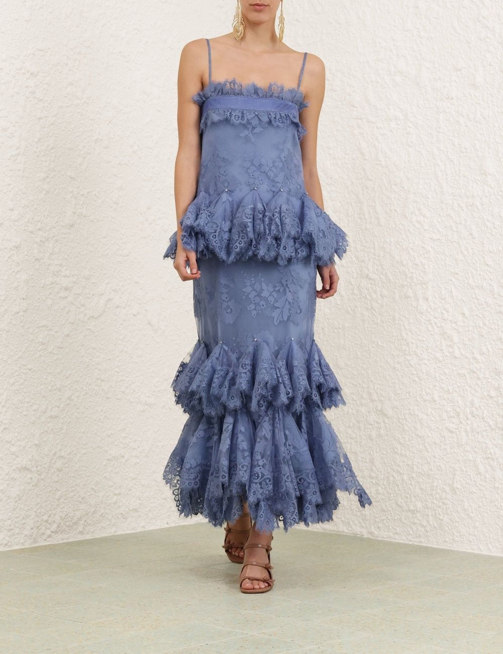 Zimmermann oc11z0925 Eden Lace Handkerchief Dress in Blue Size L / US 10 / IT 46 - 6 Thumbnail