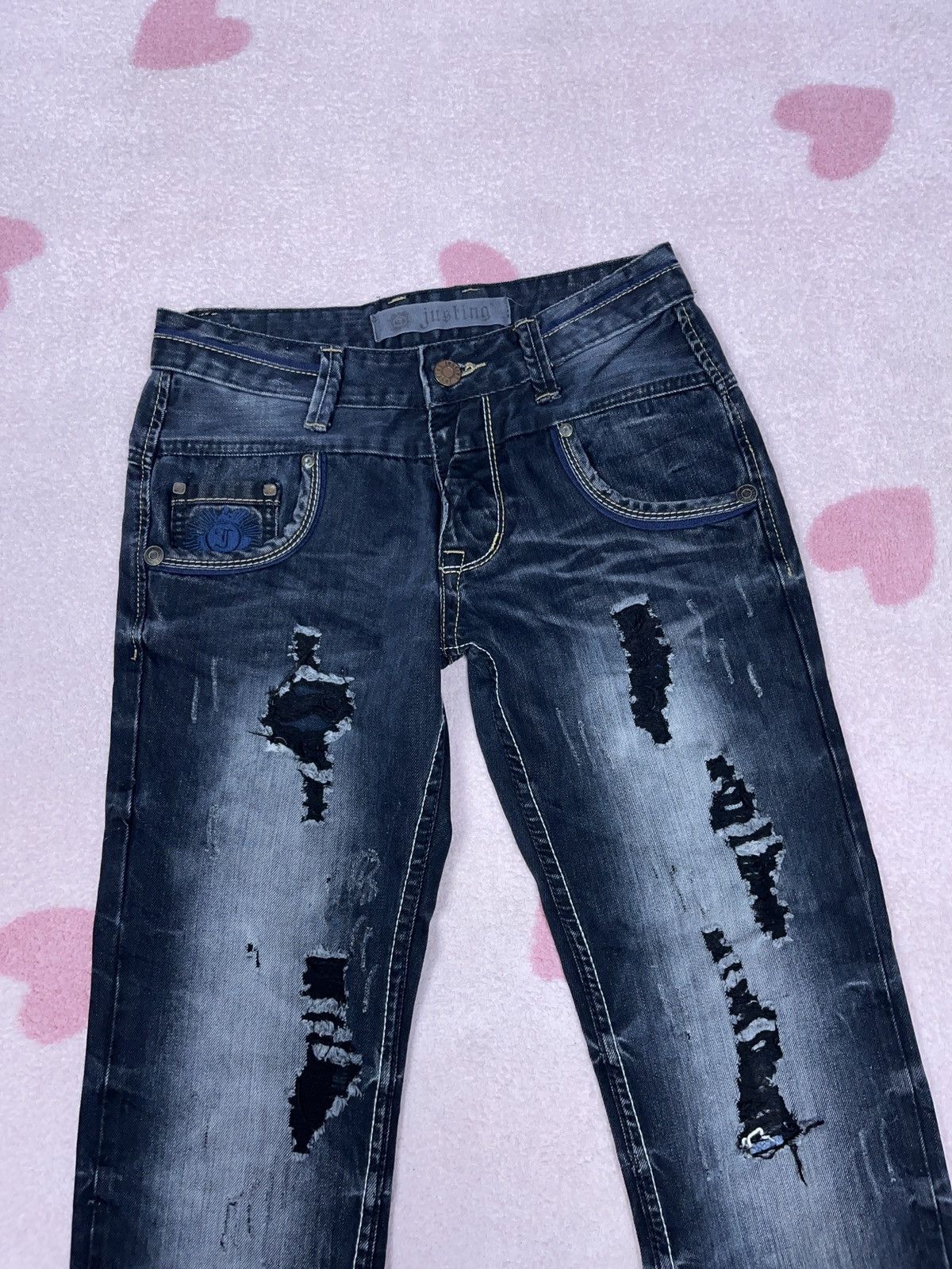 Japanese Brand ➕ drip y2k Justing distressed patchwork jeans la Size US 30 / EU 46 - 3 Thumbnail