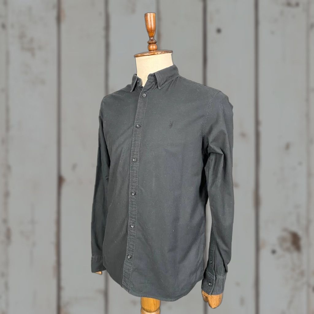 Allsaints AllSaints Mens Button-Up Shirt M Black Long Sleeve Stretch Casual Shirt Size US M / EU 48-50 / 2 - 1 Thumbnail