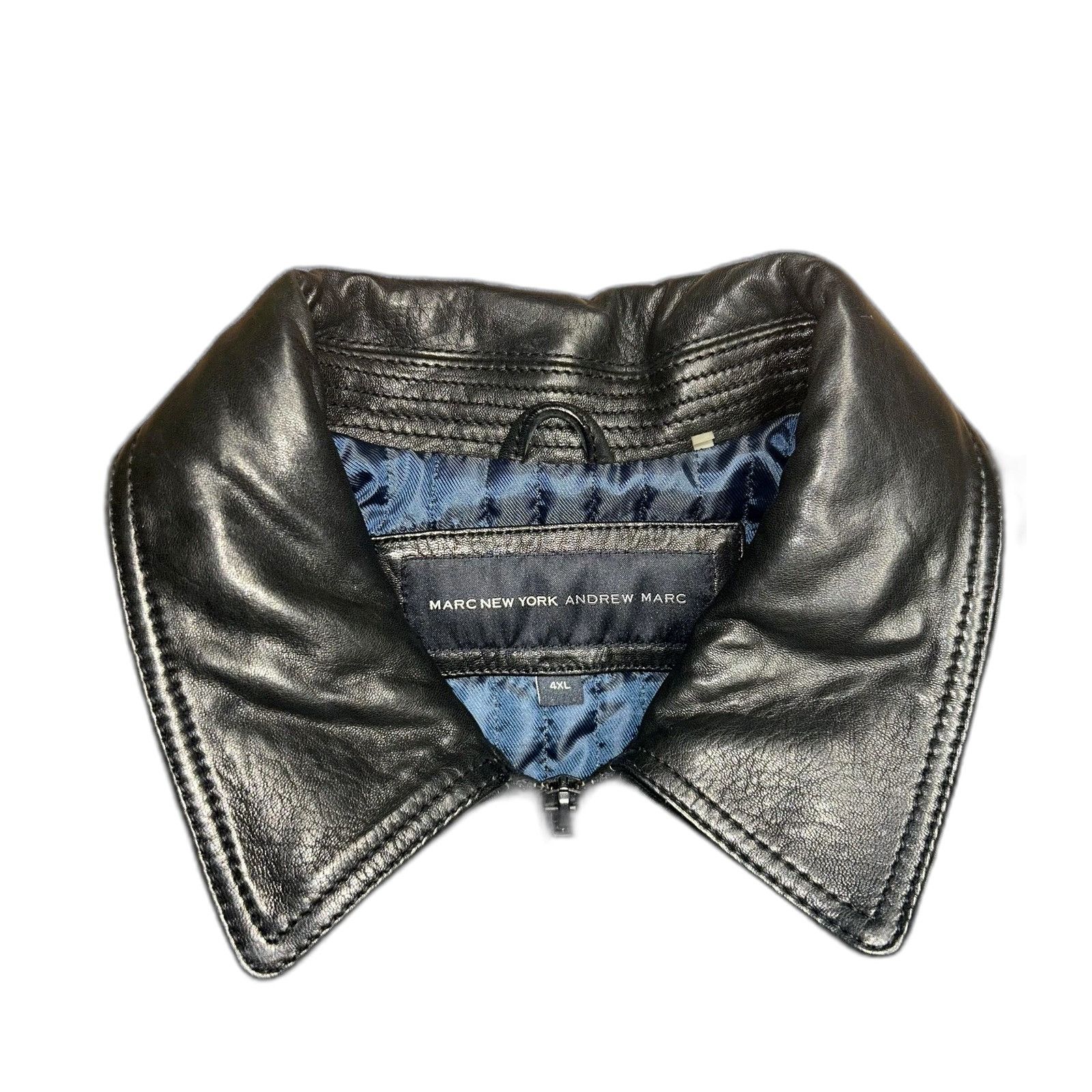 Andrew Marc Andrew Marc Black Leather Full Zip Bomber Jacket Motorcycle Size US XXL / EU 58 / 5 - 6 Thumbnail