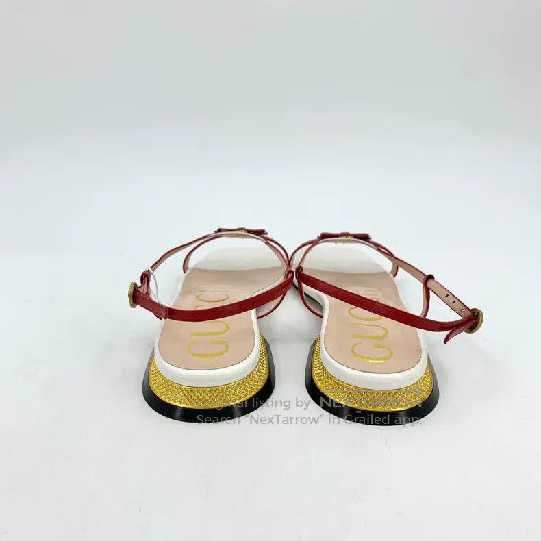 Gucci Gucci White logo bow buckle flat casual sandals Size US 4.5 / IT 34.5 - 4 Thumbnail