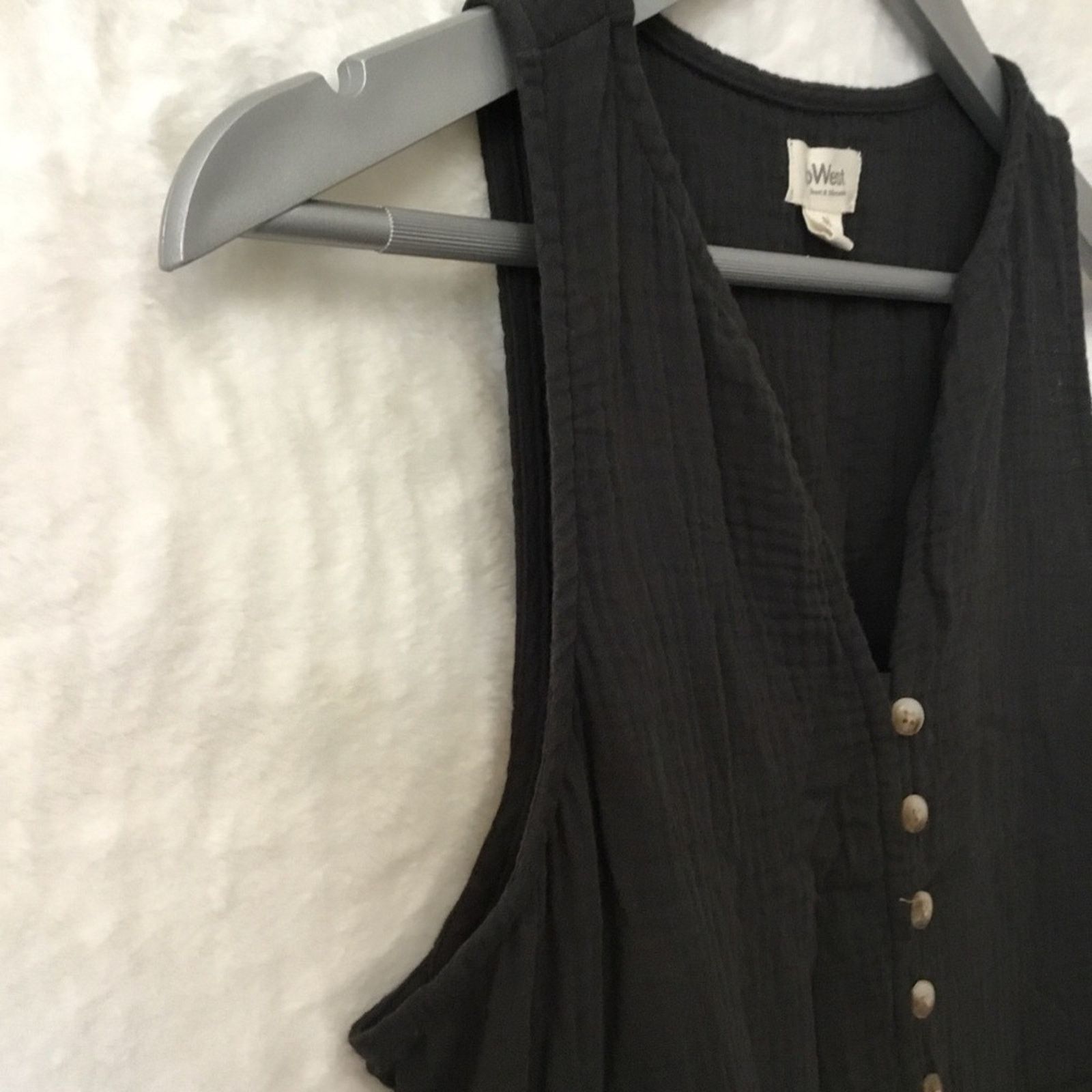 Other UpWest Dark Gray Sleeveless Button-Front Gauze Mini Dress Size M / US 6-8 / IT 42-44 - 7 Thumbnail
