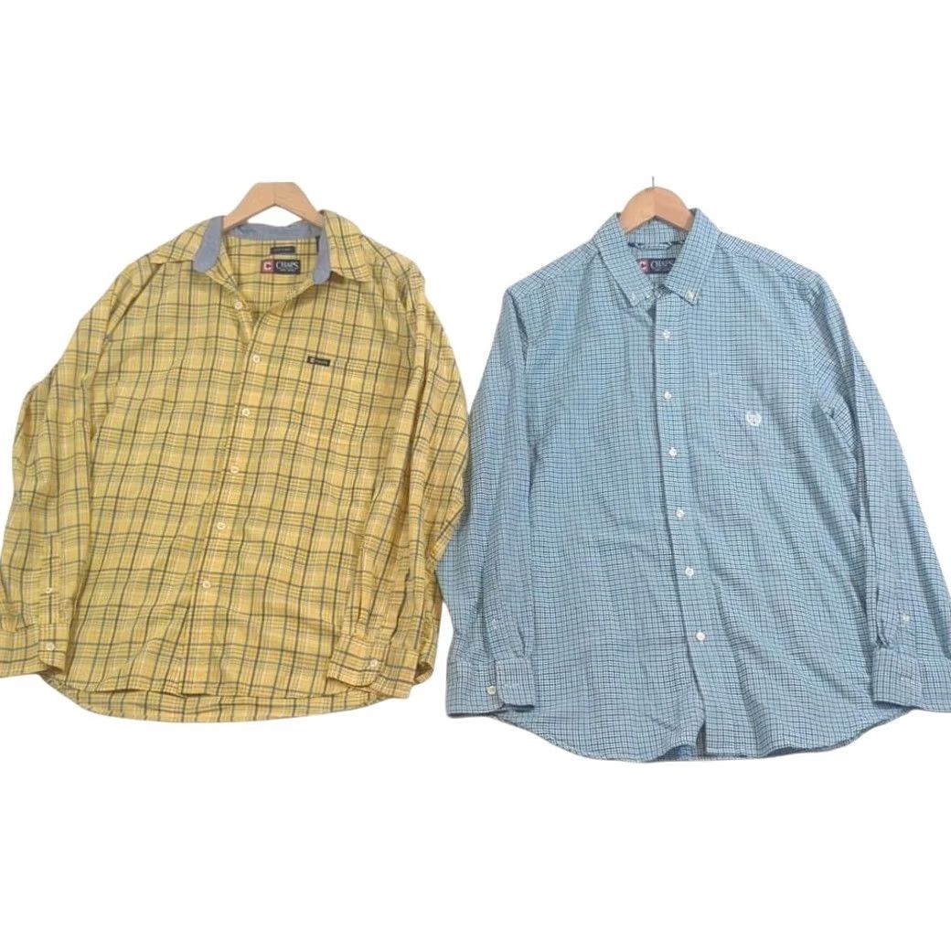 Chaps Chaps Shirt Mens Large Yellow Aqua Stretch Easy Care Button Down Pocket Two Size US L / EU 52-54 / 3 - 2 Thumbnail
