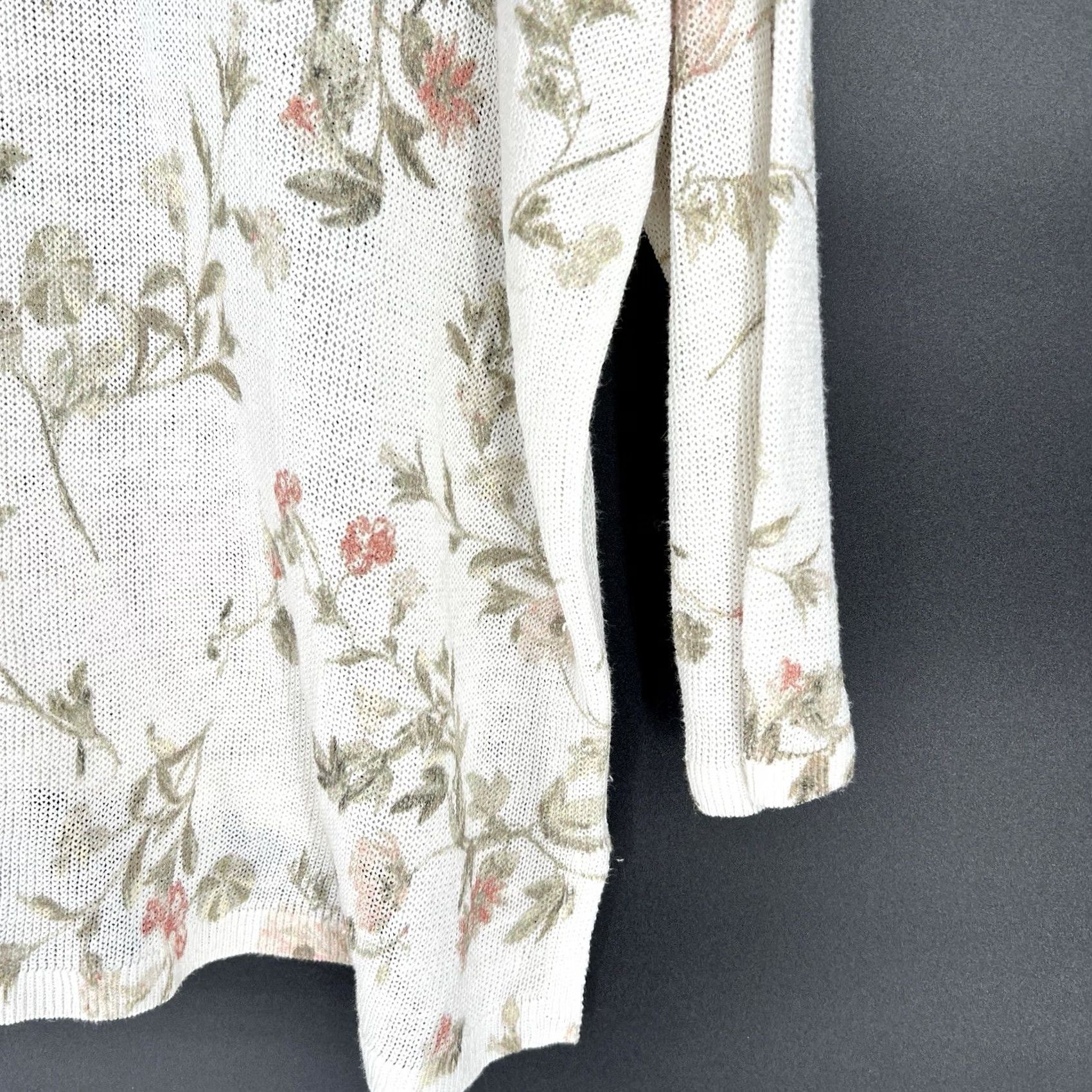 J. Jill J. Jill Knit 3/4 Sleeve Linen Blend Ivory Floral Tunic Sweater Side Slits Large Size L / US 10 / IT 46 - 5 Thumbnail