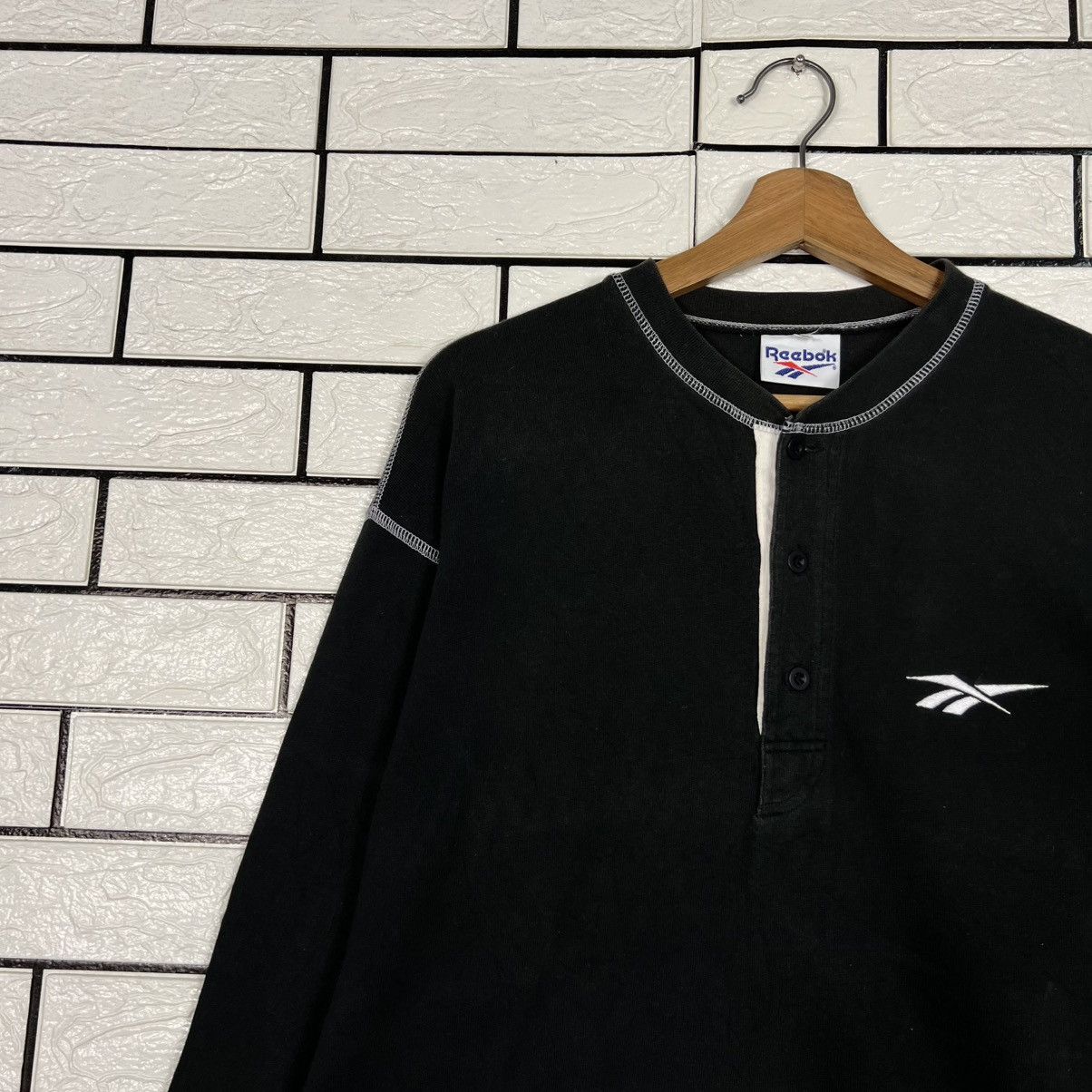 Reebok Vintage 90’s REEBOK Half Button LS T Shirt #4225-C192 Size US M / EU 48-50 / 2 - 5 Thumbnail