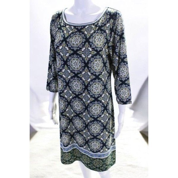 Designer Max Studio Navy Quarter Sleeve Printed Mini Dress NEW Large Size L / US 10 / IT 46 - 2 Thumbnail