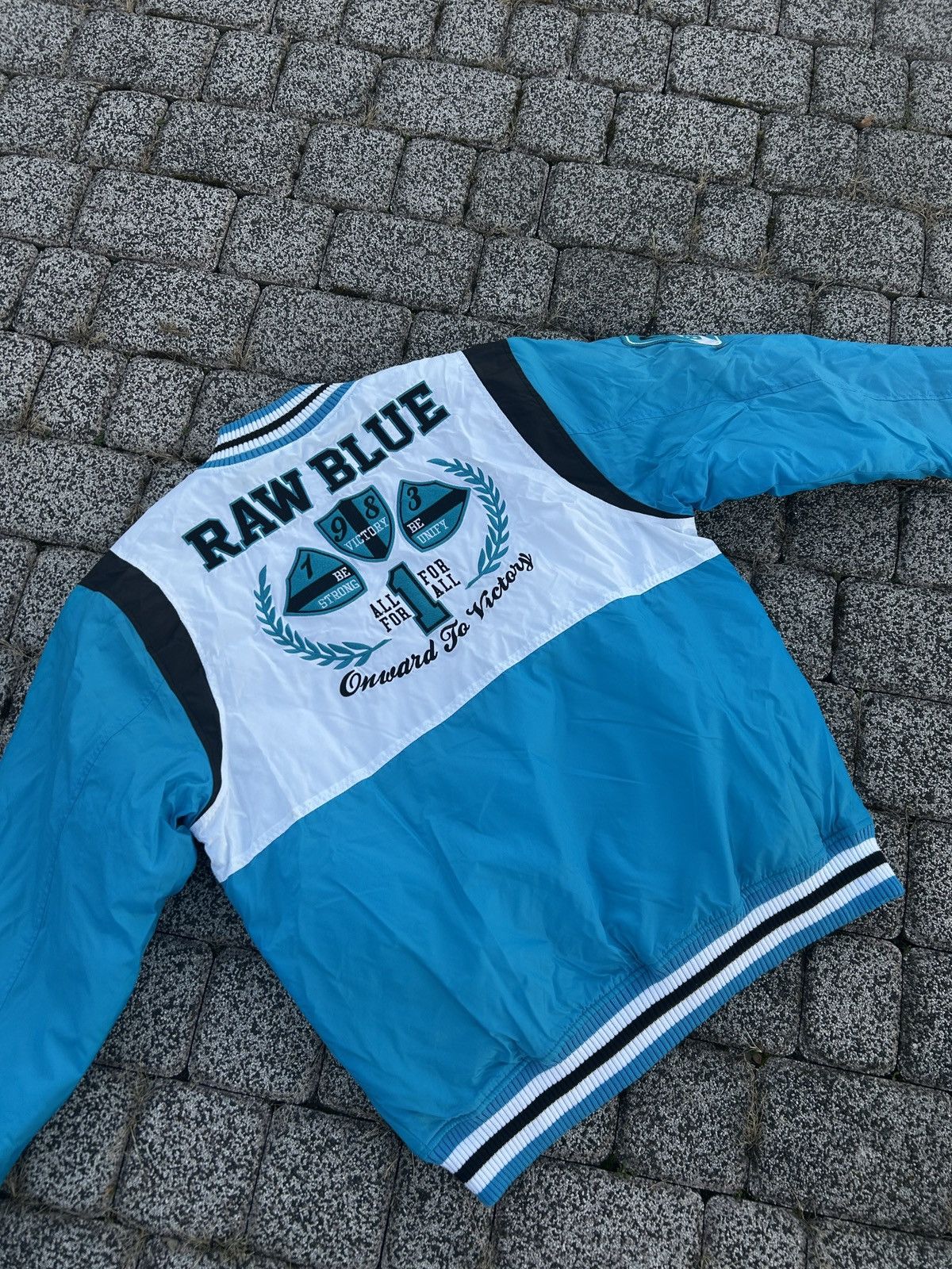 Japanese Brand × Vintage RAW BLUE NEW YORK VARSITY BOMBER JACKET Size US L / EU 52-54 / 3 - 3 Thumbnail