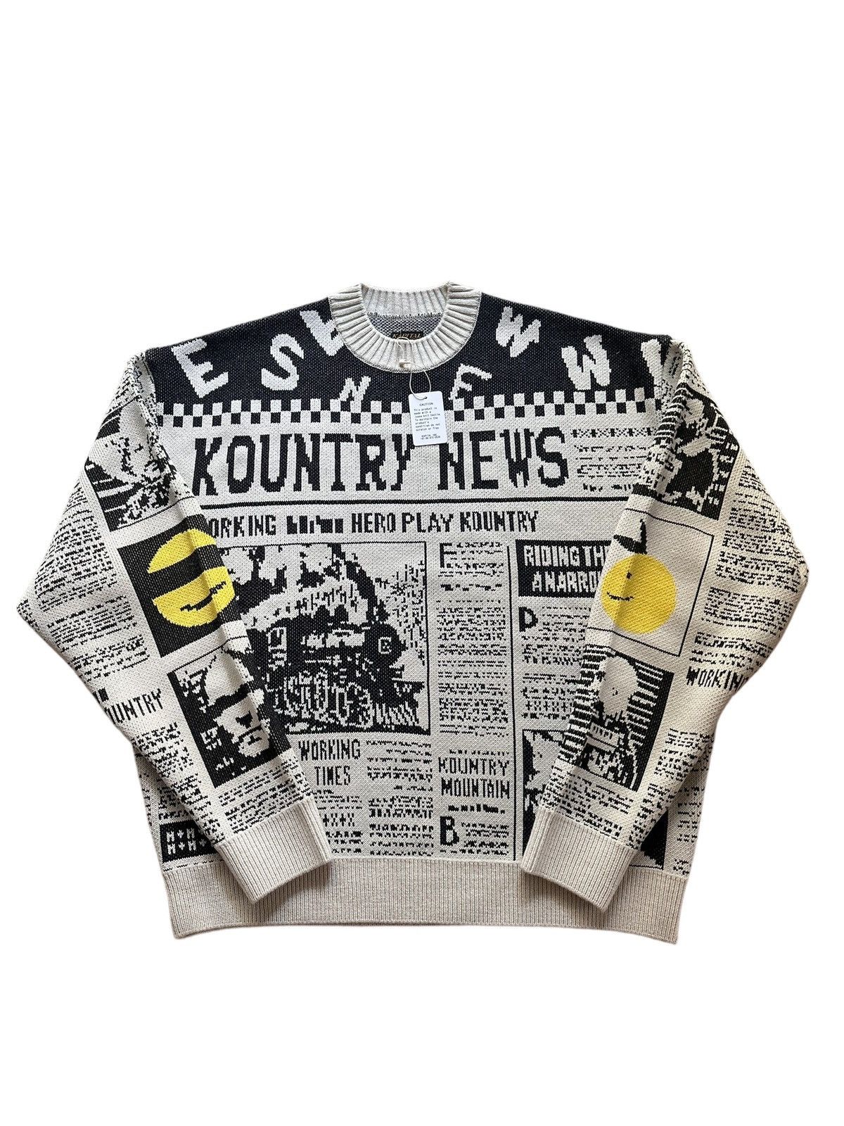 Kapital Kapital Newspaper Pattern Knit Sweater Size US L / EU 52-54 / 3 - 1 Thumbnail