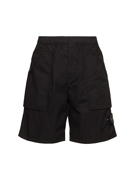 o1lsvrm0425 Cotton Blend Logo Patch Shorts in Black