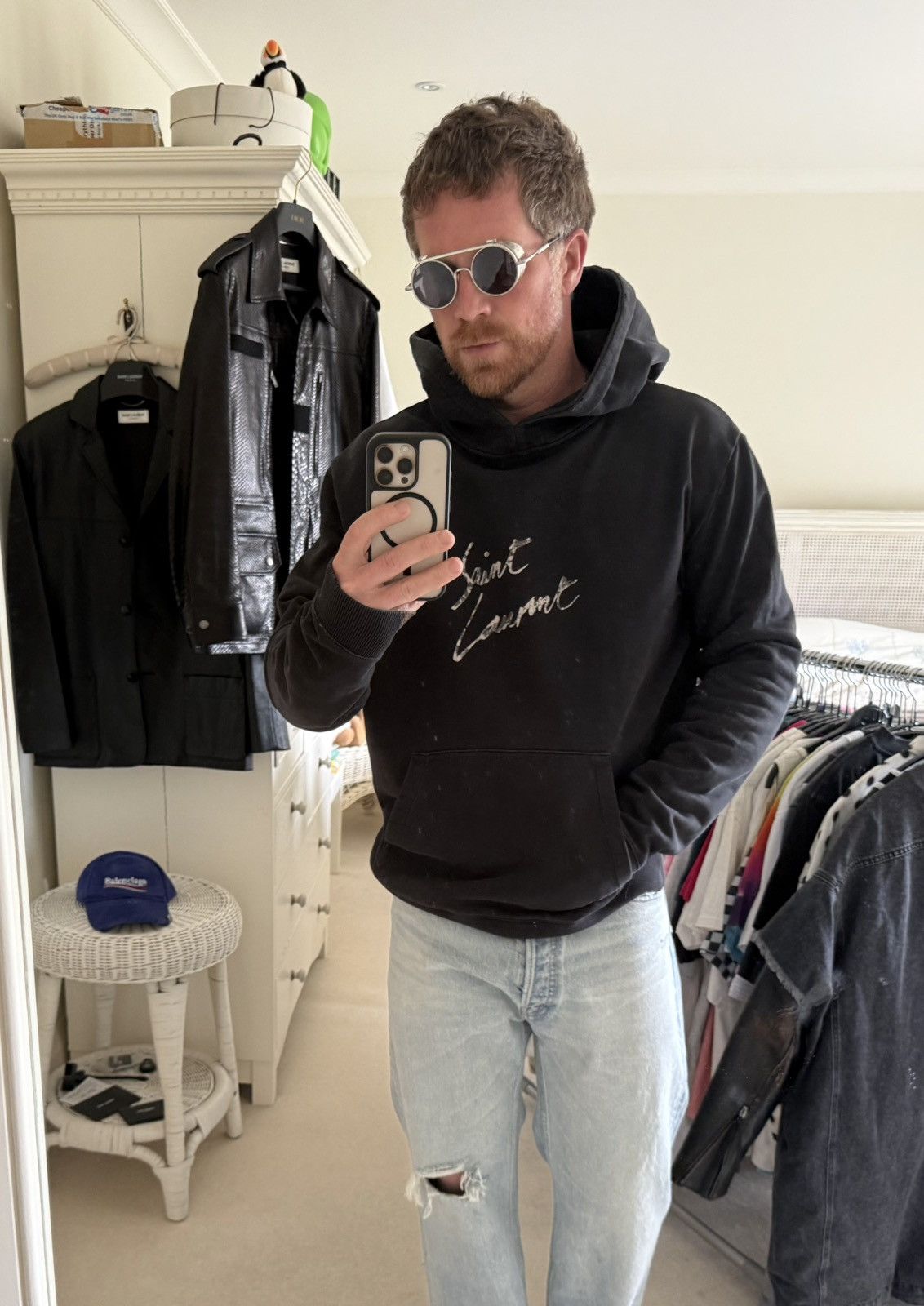Saint Laurent Paris FW18 Saint Laurent camo logo script black hoodie XXL archive Size US XXL / EU 58 / 5 - 3 Thumbnail